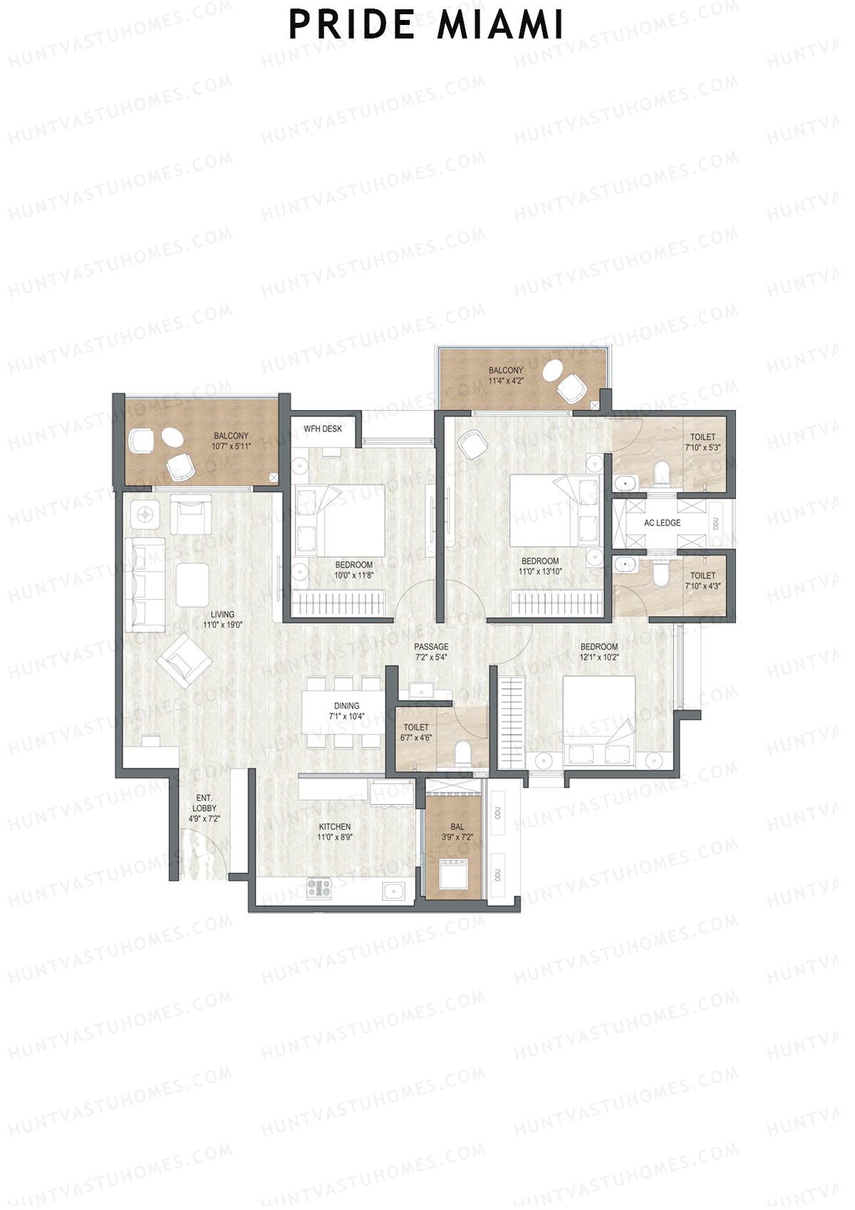 Pride Miami Tower A3 Unit 1 Floor Plan