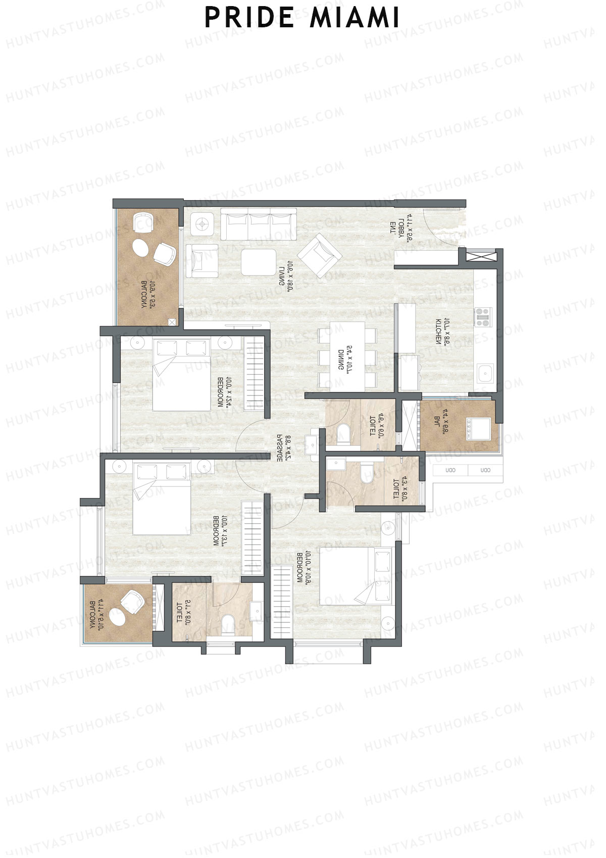 Pride Miami Tower A3 Unit 4 Floor Plan