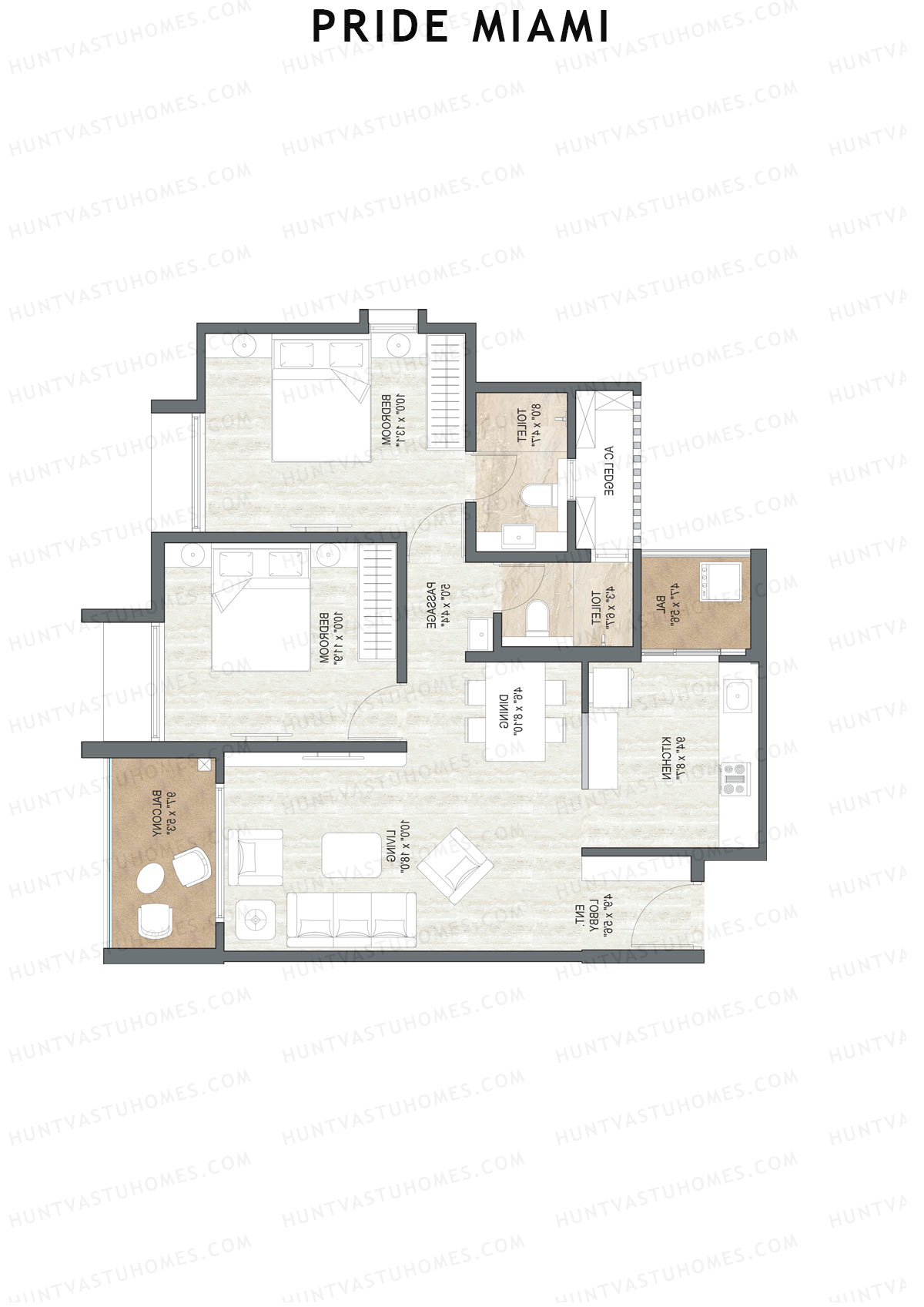 Pride Miami Tower A3 Unit 5 Floor Plan