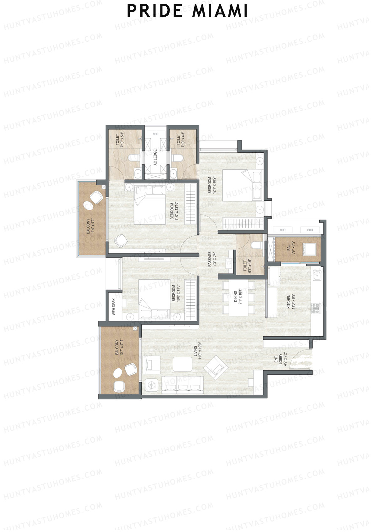 Pride Miami Tower A7 Unit 1 Floor Plan