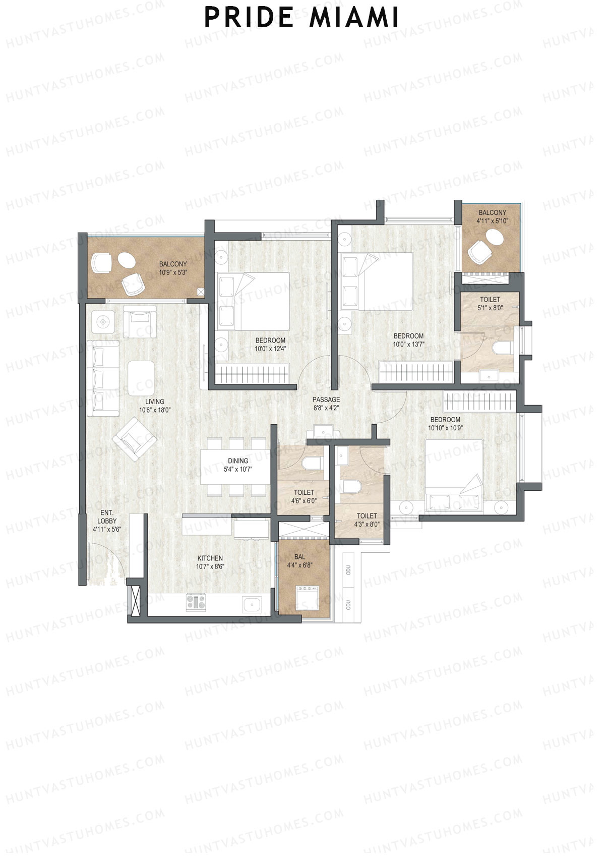 Pride Miami Tower A7 Unit 3 Floor Plan