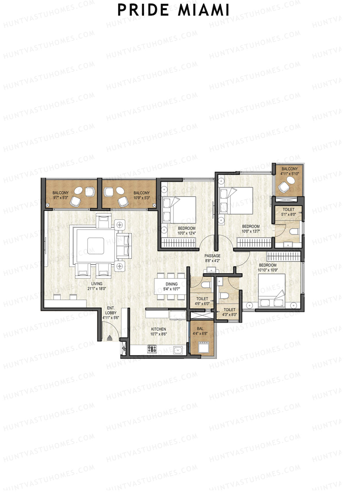 Pride Miami Tower A7 Unit 3 Floor Plan
