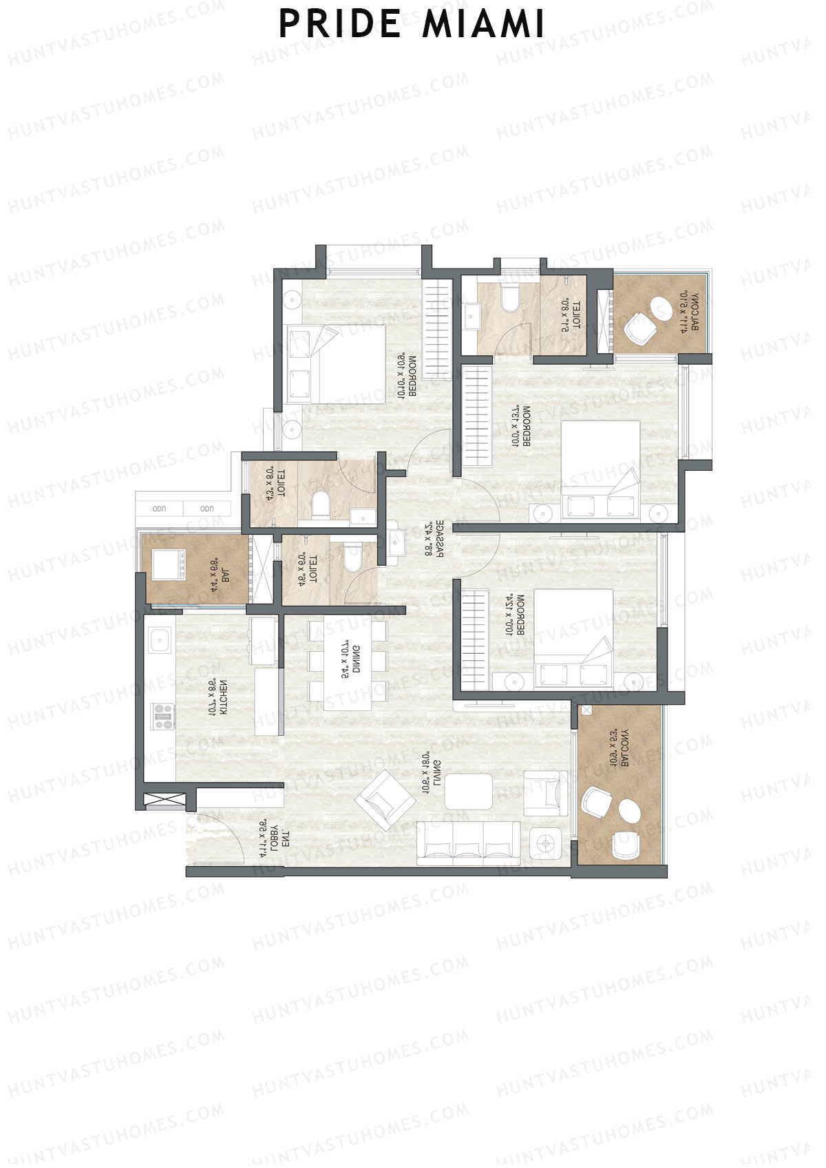 Pride Miami Tower A7 Unit 4 Floor Plan