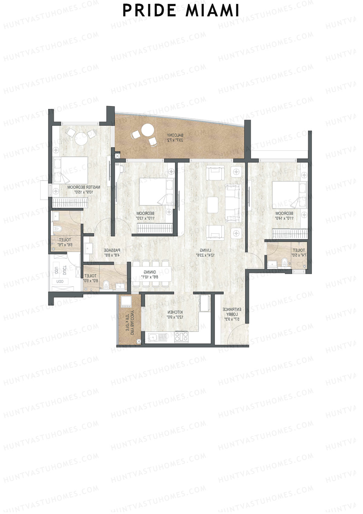 Pride Miami Tower B1 Unit 1 Floor Plan