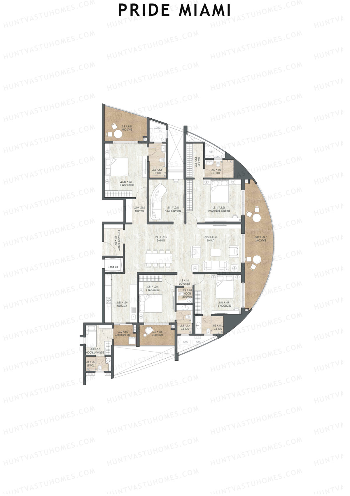 Pride Miami Tower B1 Unit 2 Floor Plan