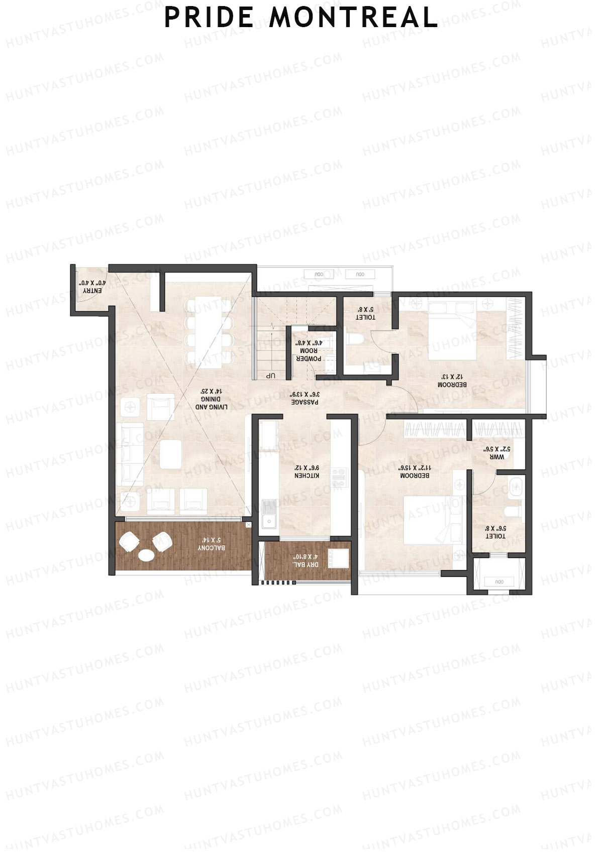 Pride Montreal Tower A Unit 3 (Duplex ) Floor Plan