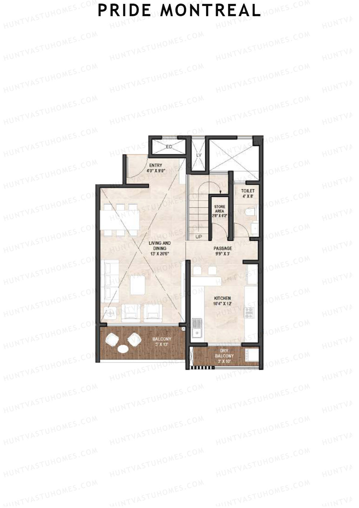 Pride Montreal Tower A Unit 5 (Duplex ) Floor Plan