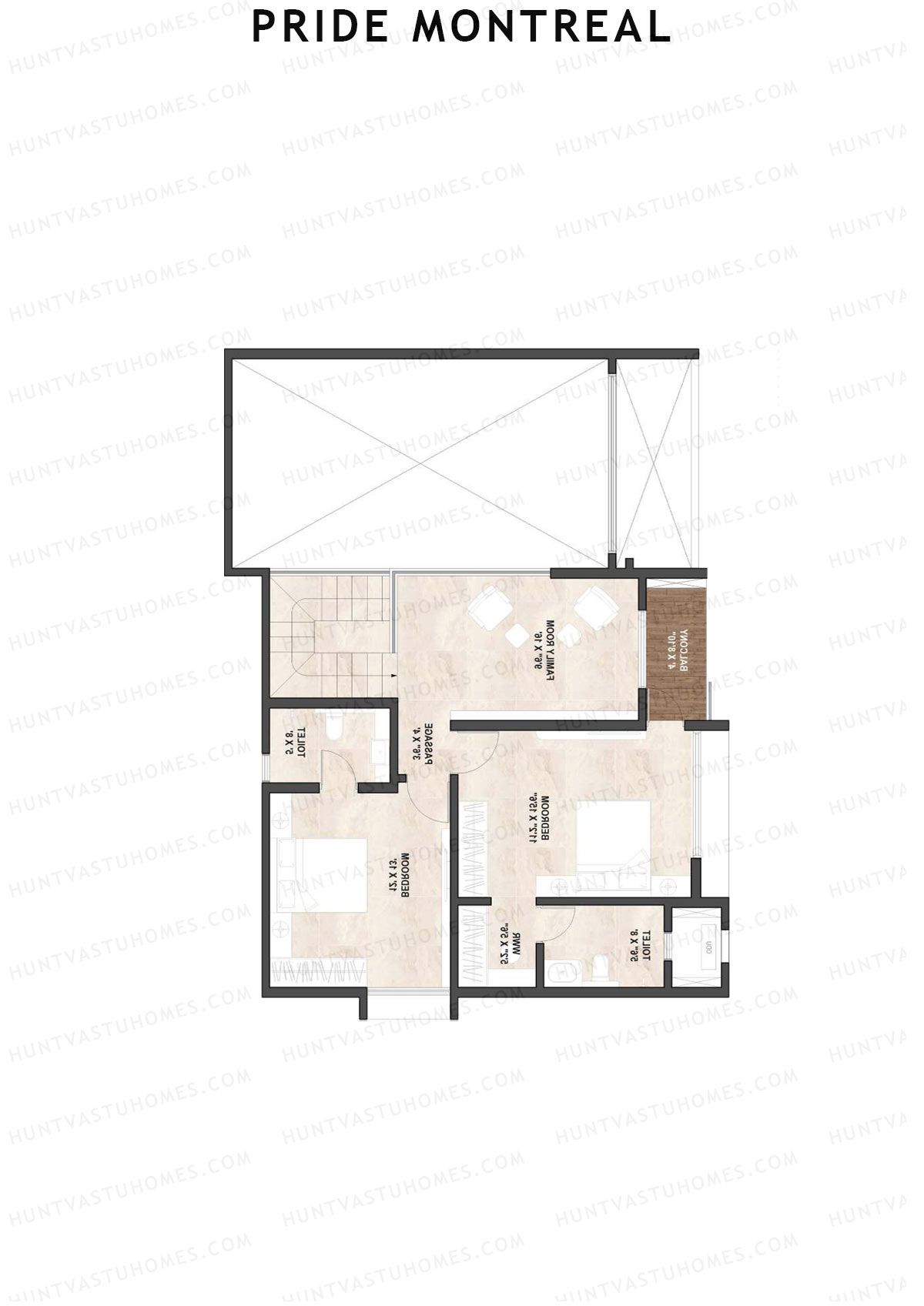 Pride Montreal Tower B Unit 1 (Duplex ) Floor Plan