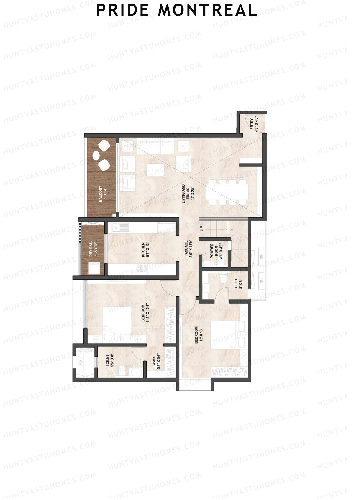 Pride Montreal Tower B Unit 3 (Duplex ) Floor Plan
