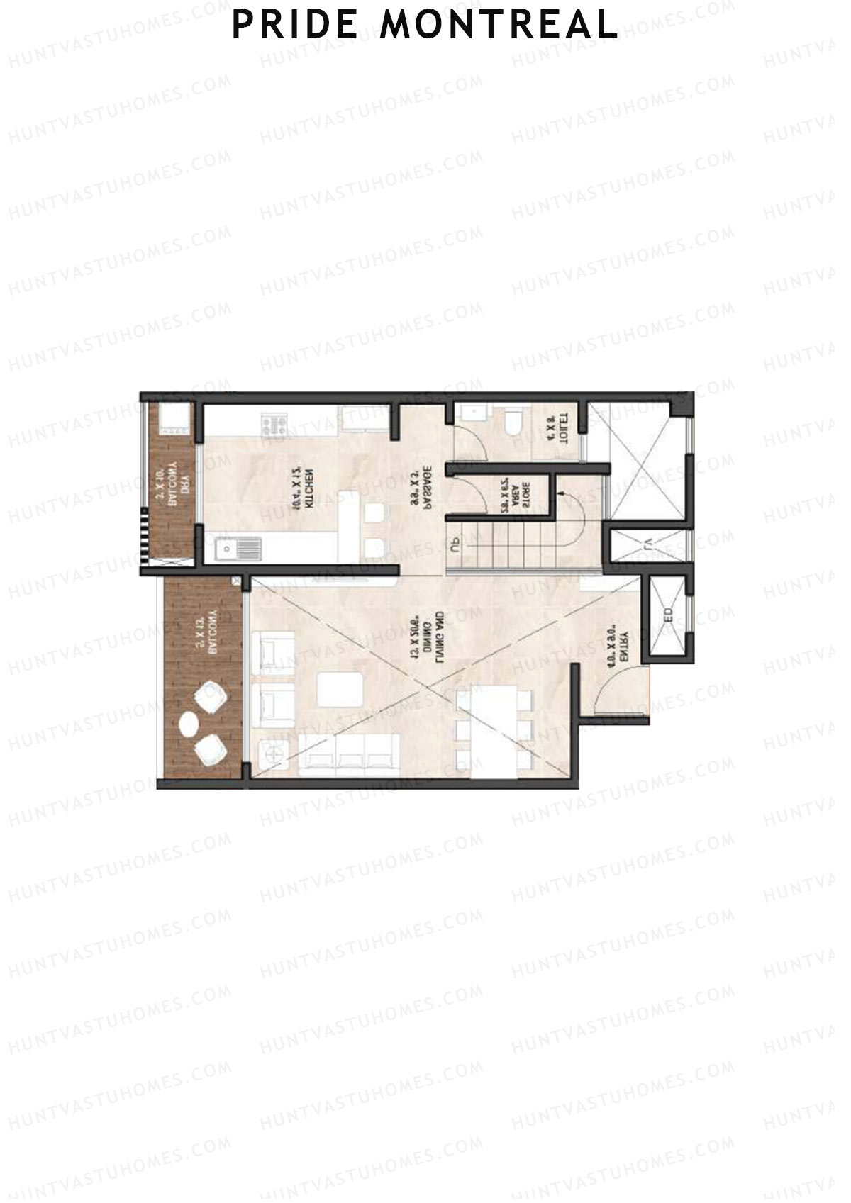 Pride Montreal Tower B Unit 4 (Duplex ) Floor Plan