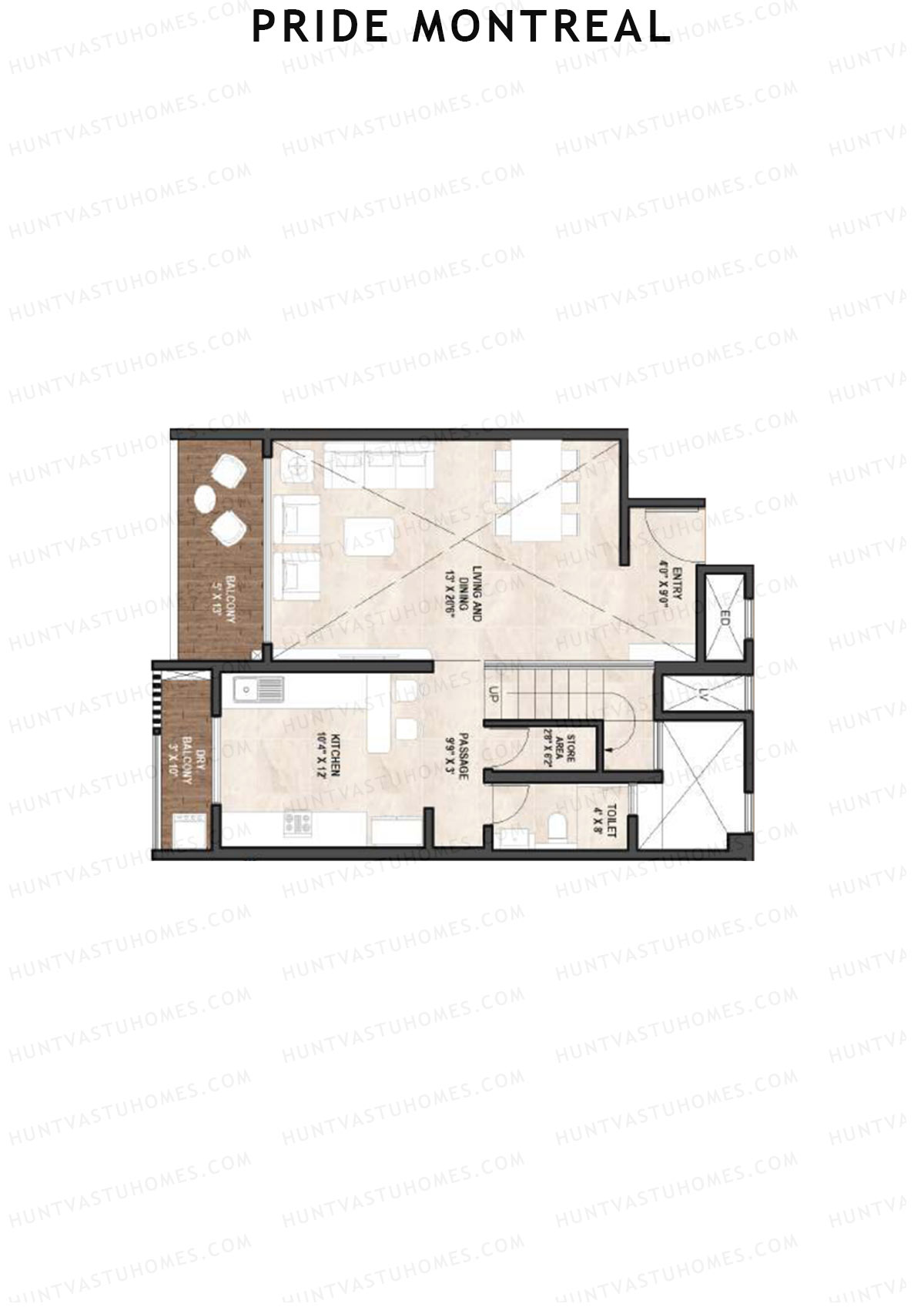 Pride Montreal Tower B Unit 5 (Duplex ) Floor Plan
