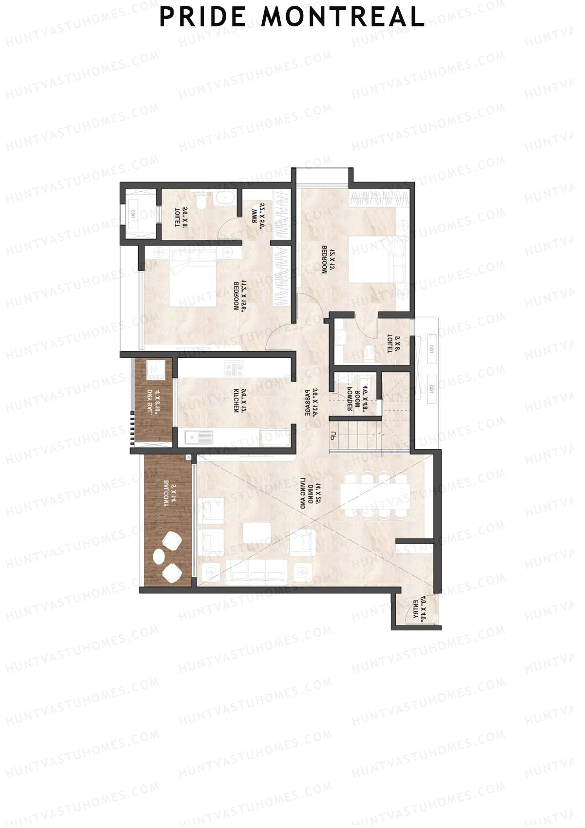 Pride Montreal Tower B Unit 6 (Duplex ) Floor Plan
