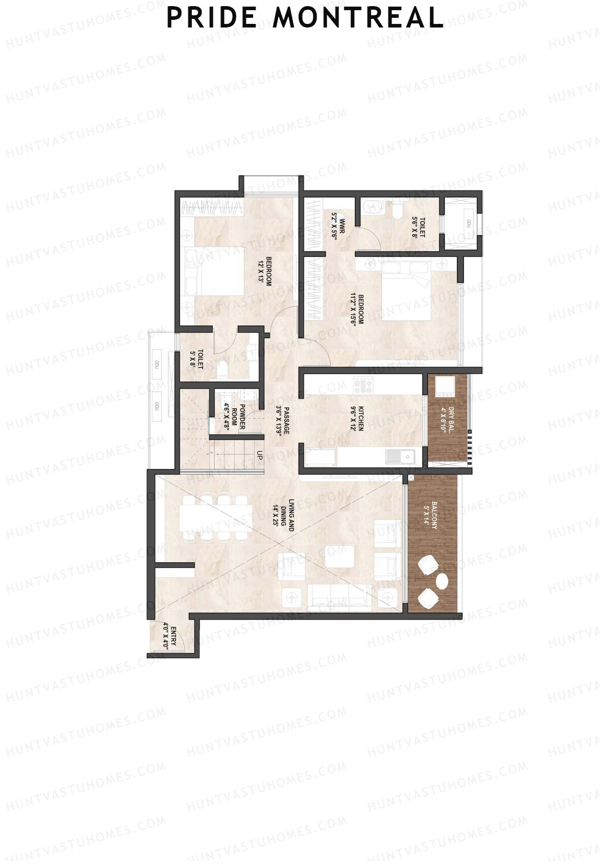 Pride Montreal Tower B Unit 8 (Duplex ) Floor Plan