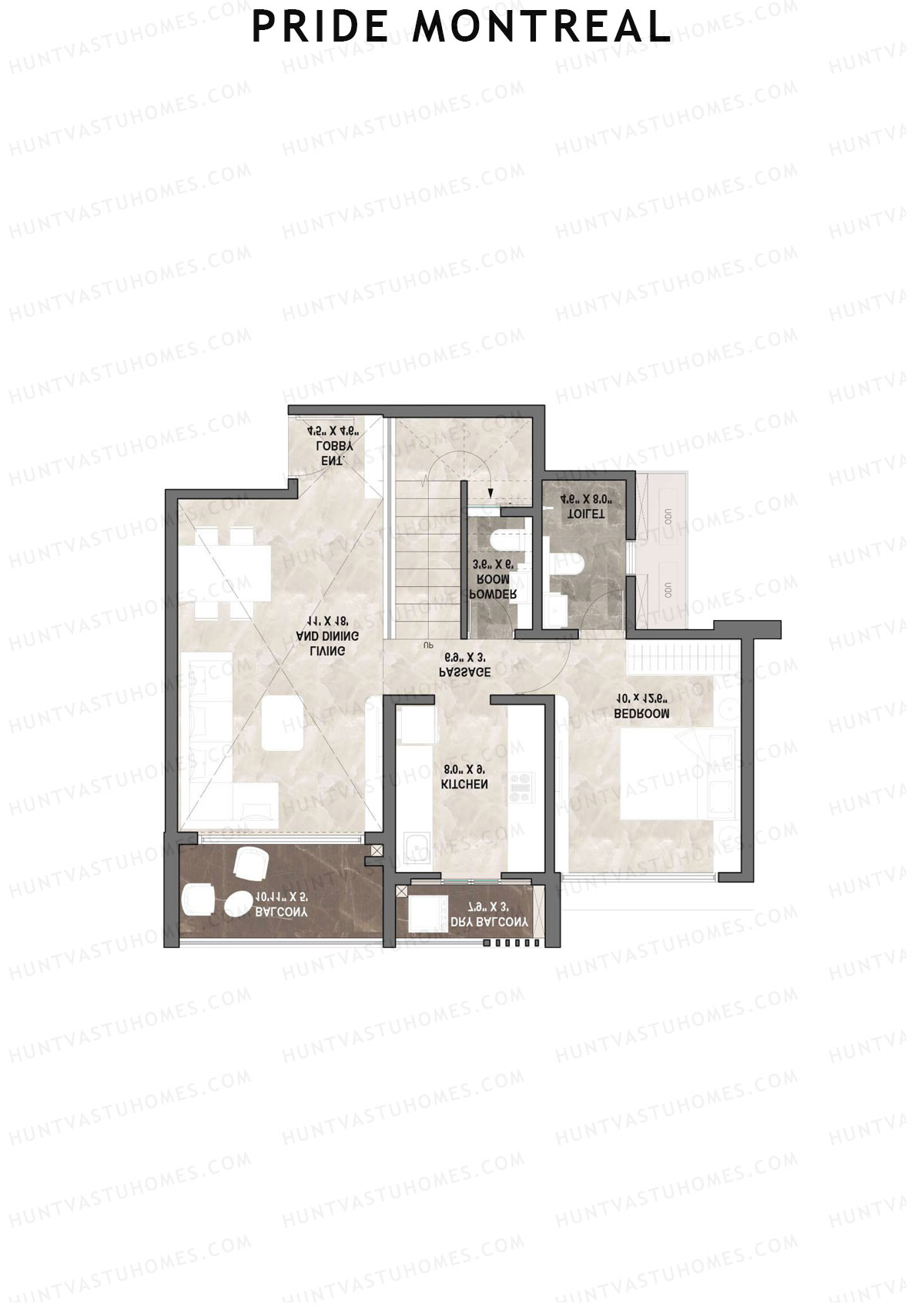 Pride Montreal Tower C Unit 1 (Duplex ) Floor Plan