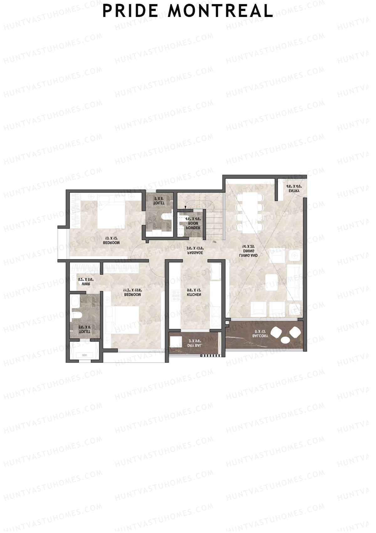 Pride Montreal Tower E Unit 1 (Duplex ) Floor Plan