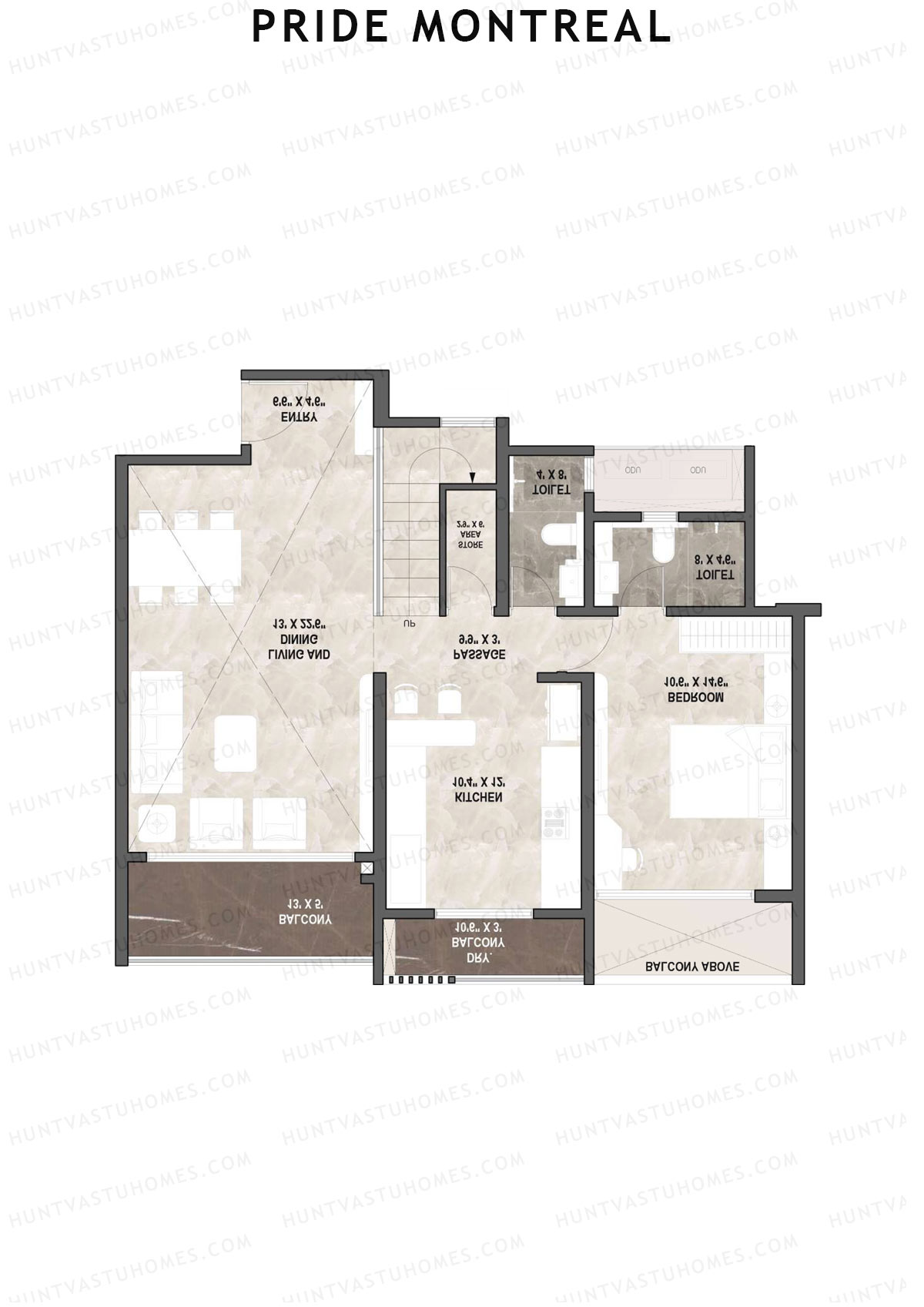 Pride Montreal Tower E Unit 2 (Duplex ) Floor Plan