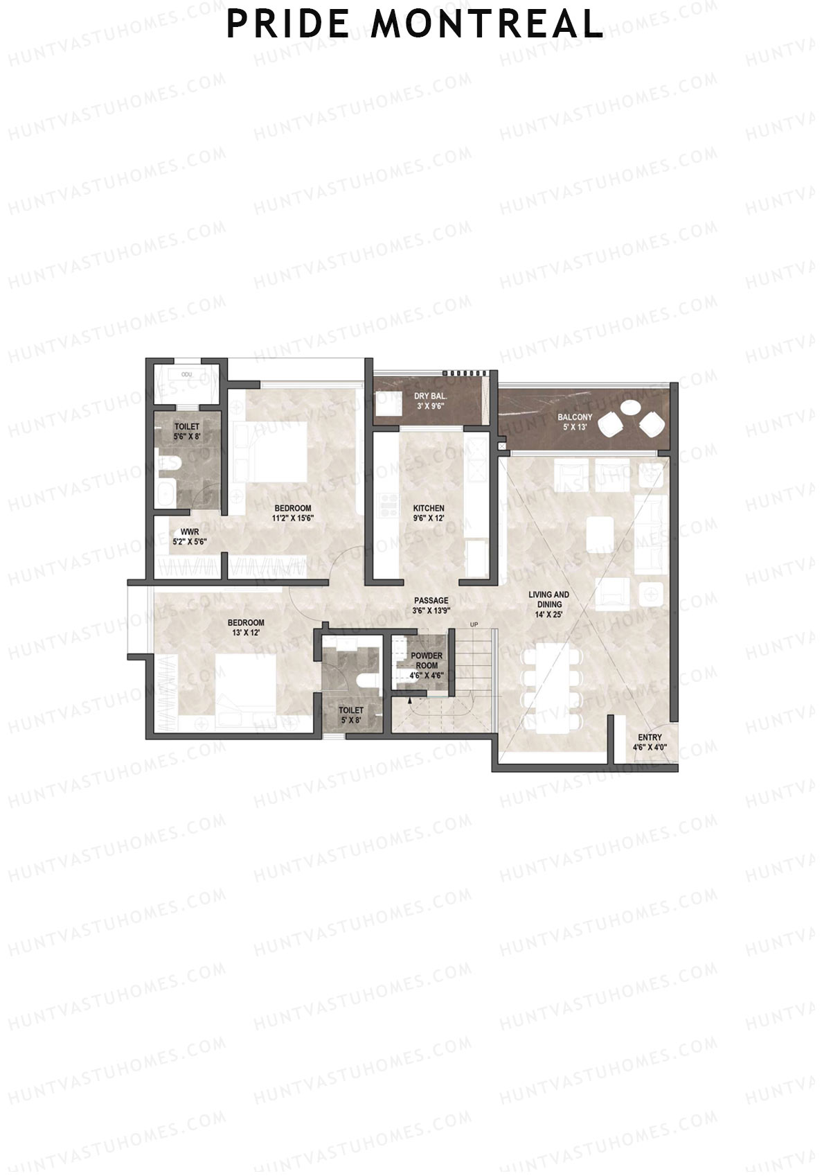 Pride Montreal Tower E Unit 3 (Duplex ) Floor Plan