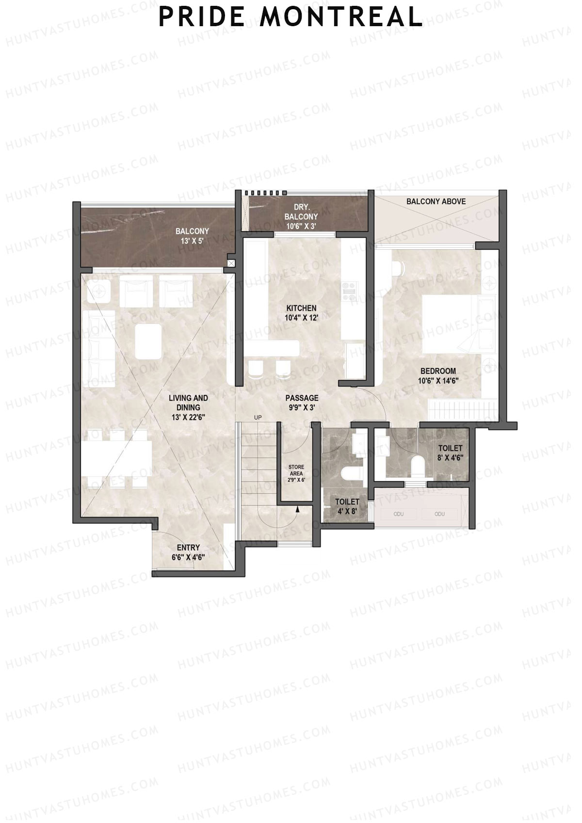 Pride Montreal Tower E Unit 4 (Duplex ) Floor Plan