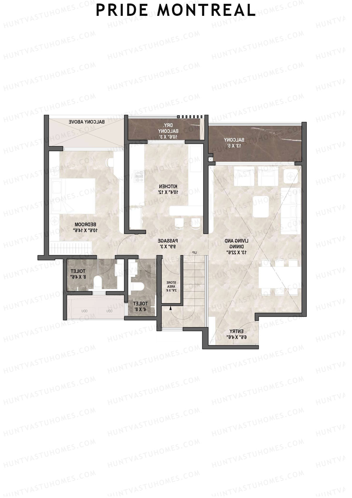 Pride Montreal Tower E Unit 5 (Duplex ) Floor Plan