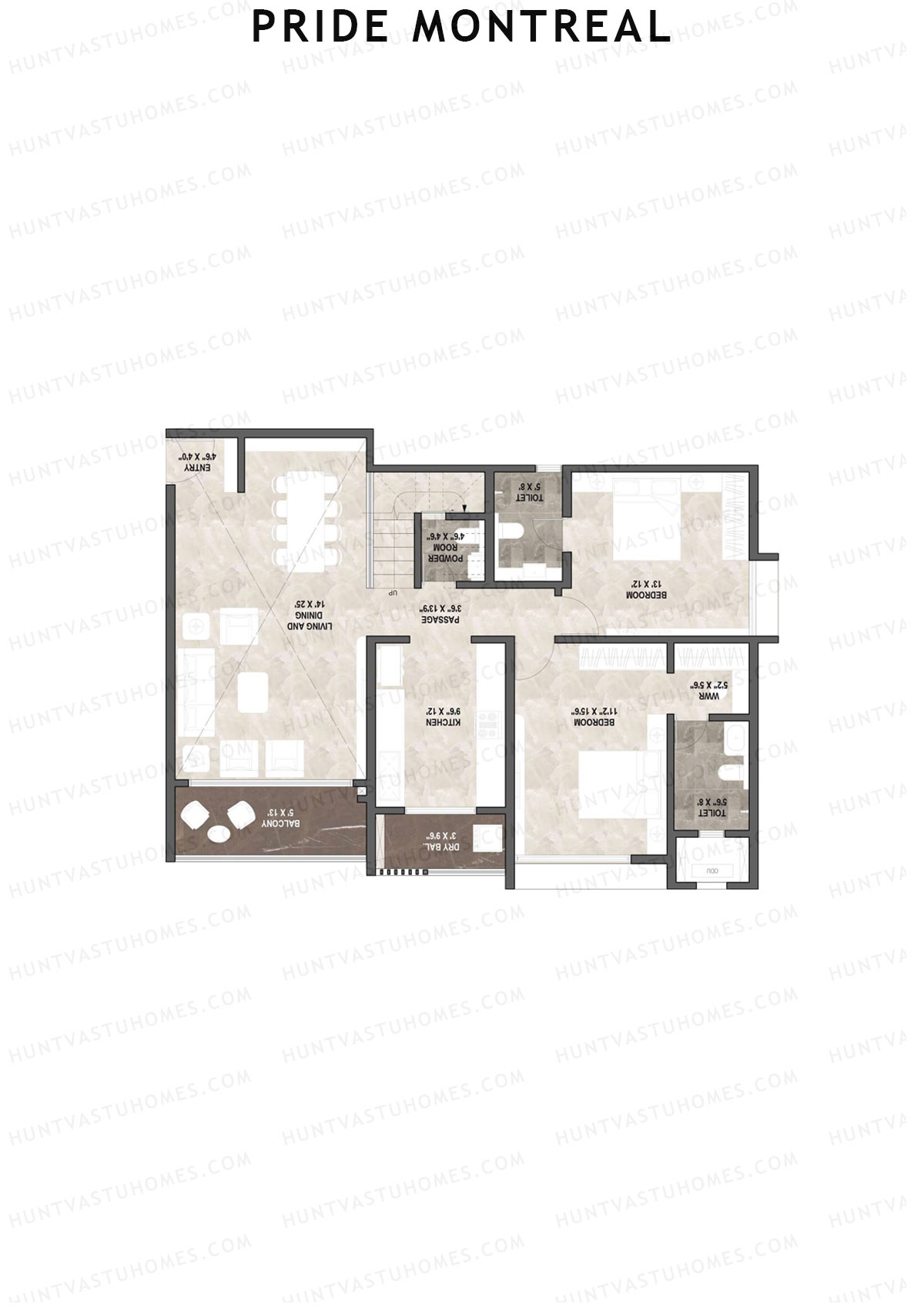 Pride Montreal Tower E Unit 8 (Duplex ) Floor Plan