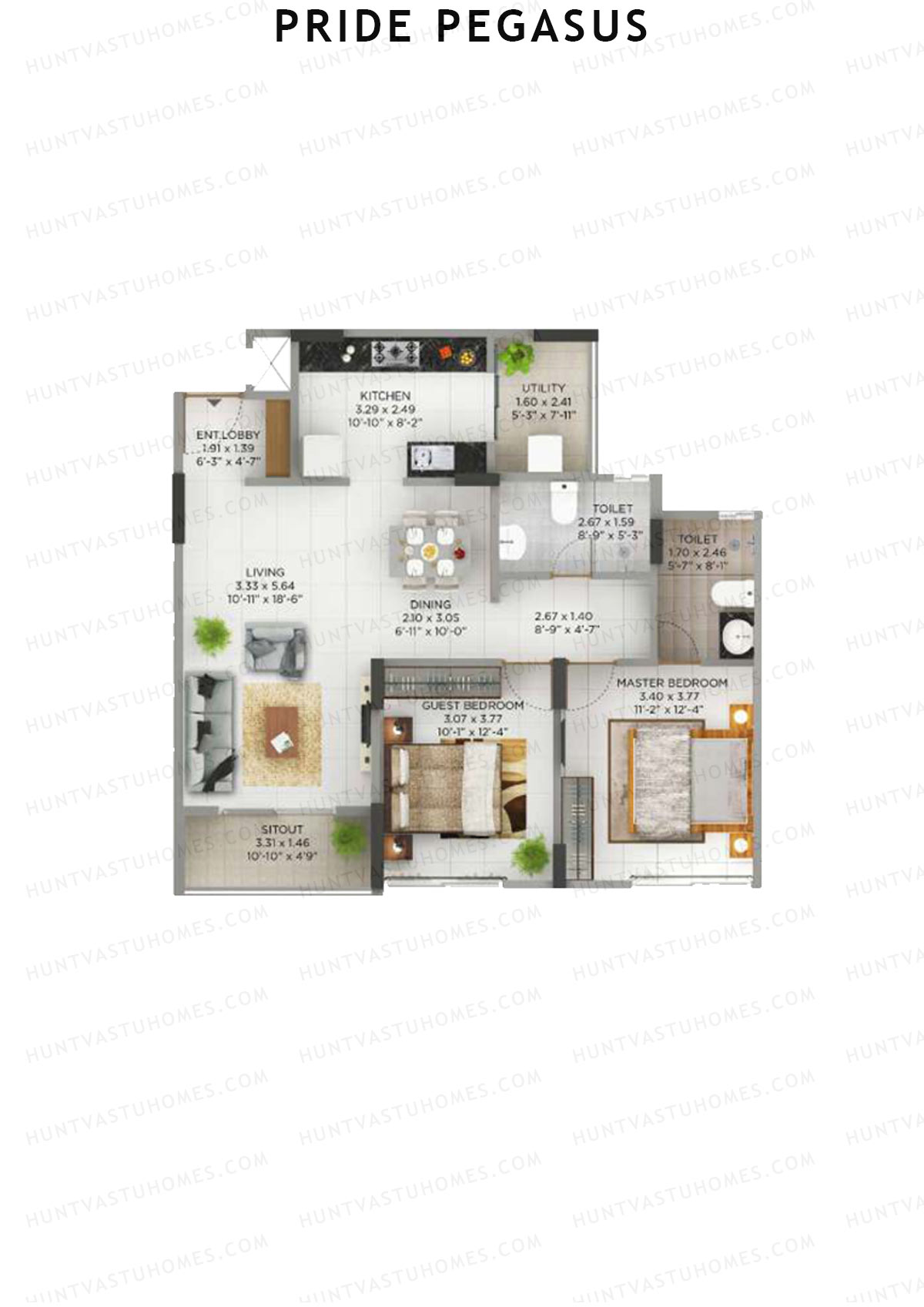 Pride Pegasus Block 1 Wing A Unit 1 Floor Plan