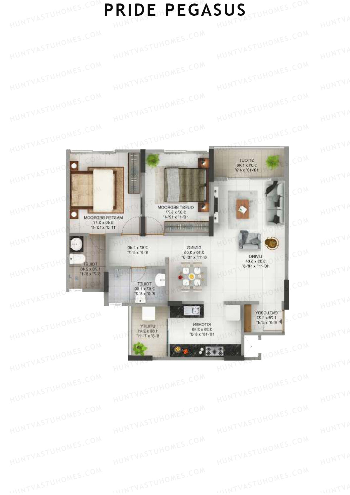 Pride Pegasus Block 1 Wing B Unit 5 Floor Plan