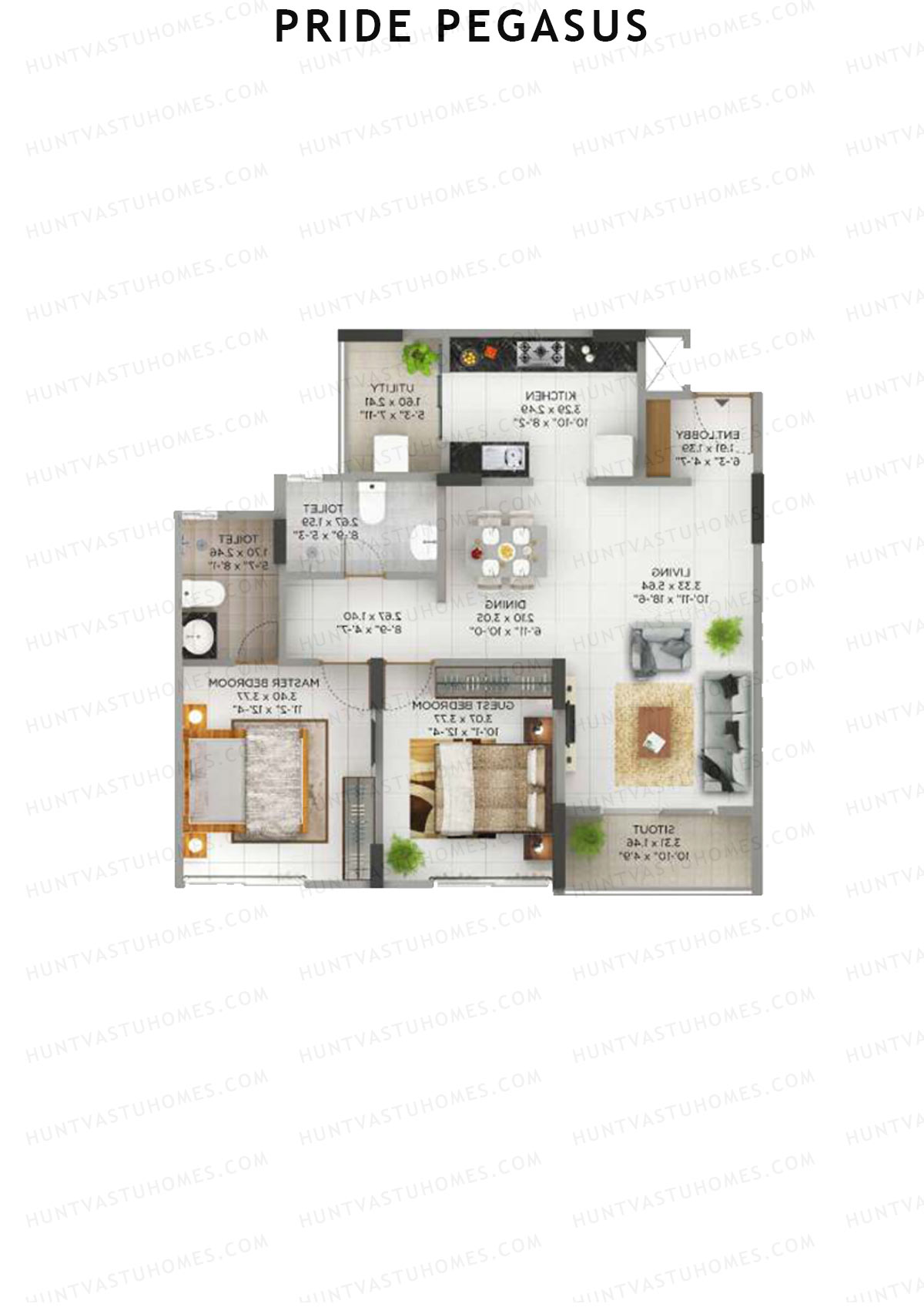 Pride Pegasus Block 1 Wing B Unit 8 Floor Plan