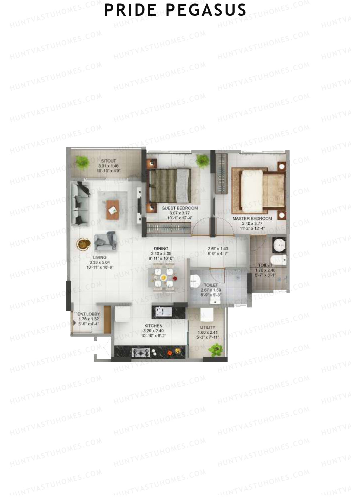 Pride Pegasus Block 2 Wing C Unit 4 Floor Plan