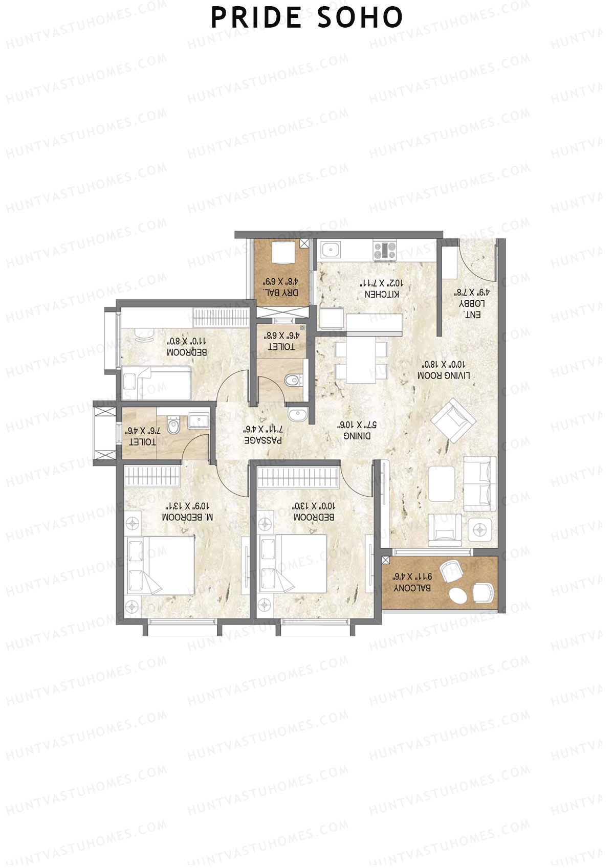 Pride Soho Tower A Unit 1 Floor Plan