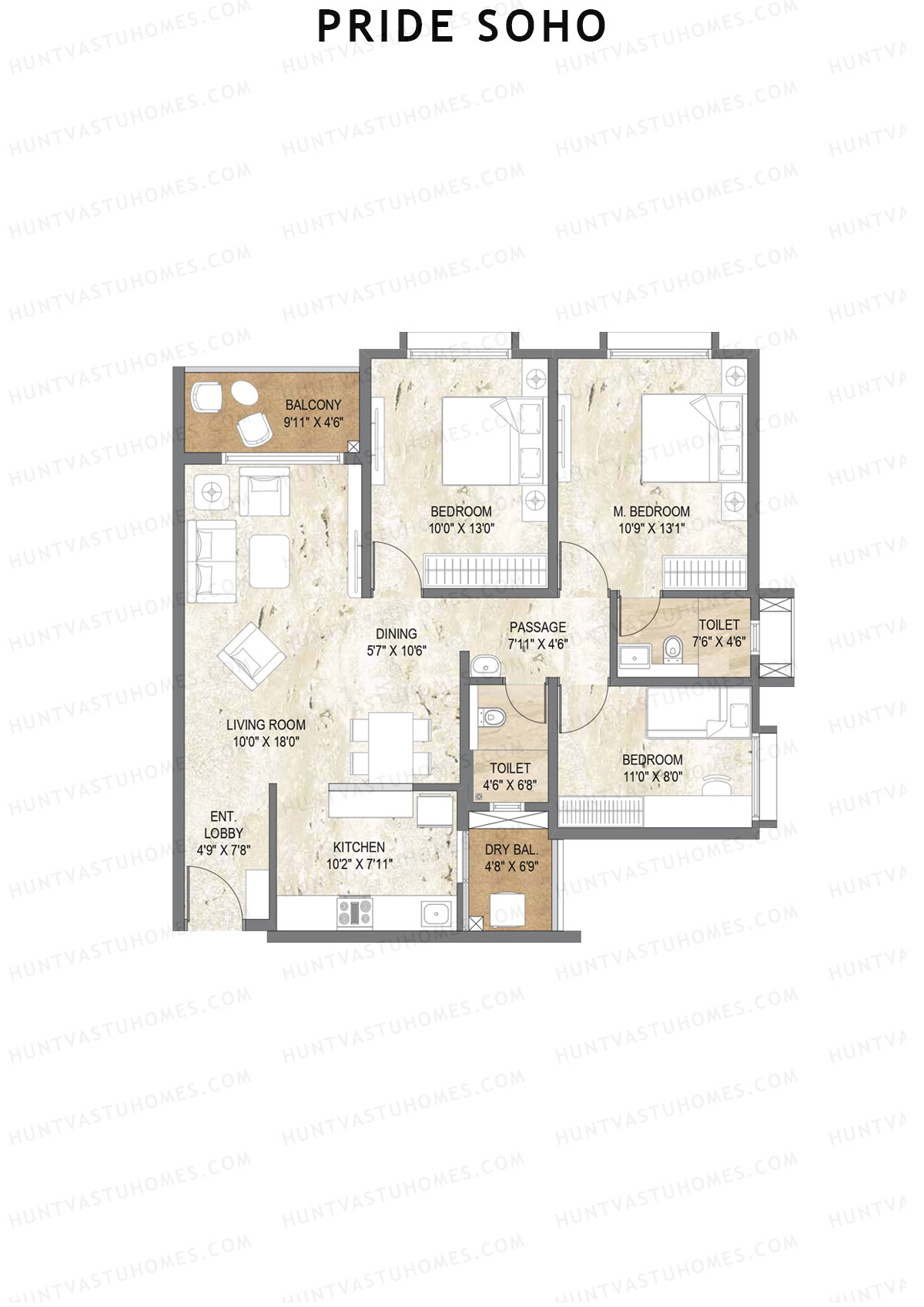 Pride Soho Tower B Unit 1 Floor Plan