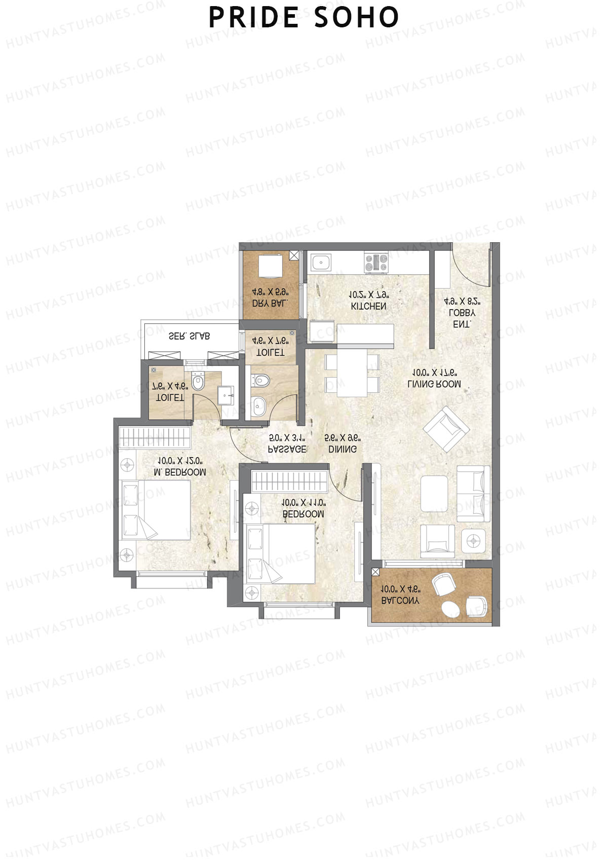 Pride Soho Tower B Unit 3 Floor Plan