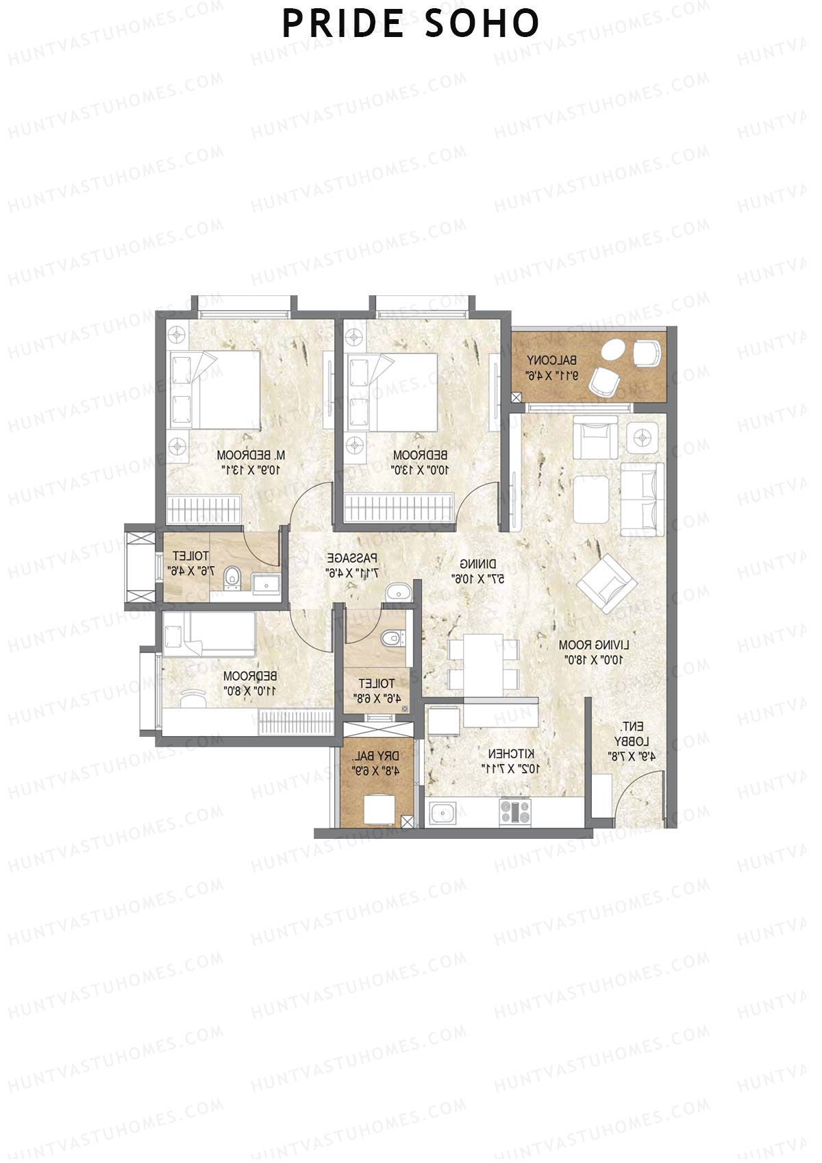 Pride Soho Tower B Unit 6 Floor Plan