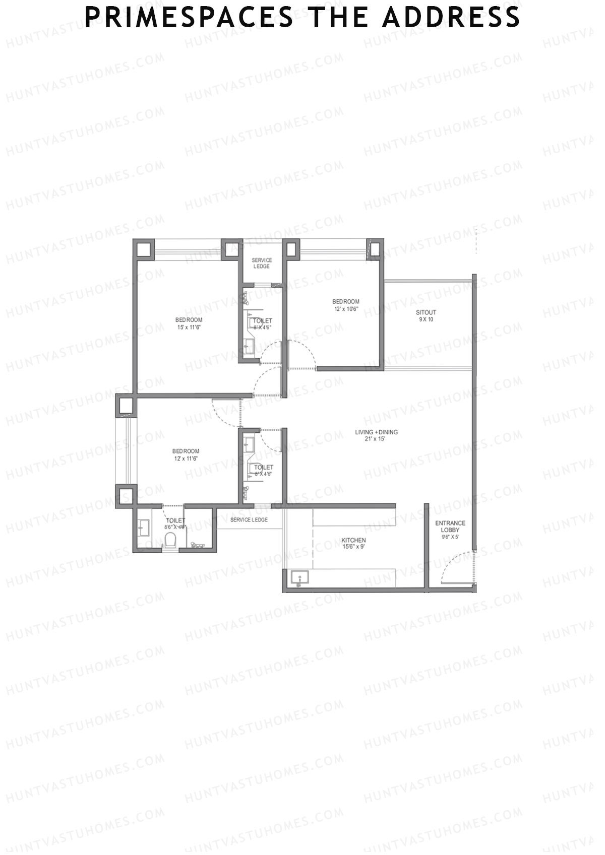 Primespace The Address Wing A Unit 3 Floor Plan