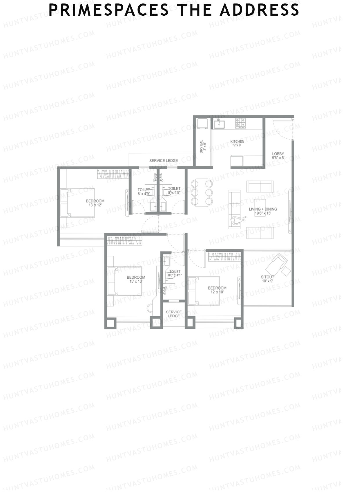 Primespace The Address Wing B Unit 1 Floor Plan