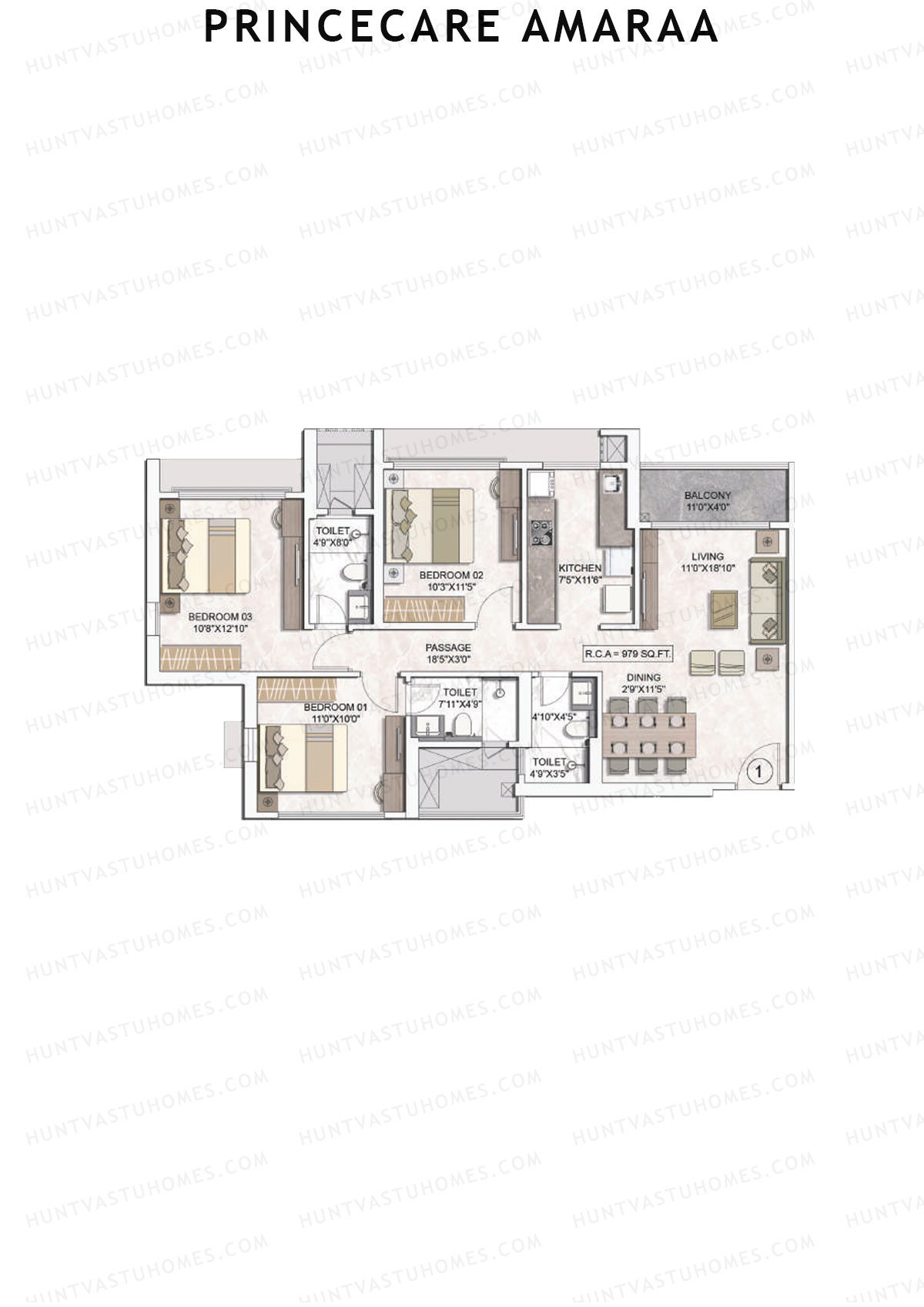 PrinceCare Amaraa Tower A Unit 1 Floor Plan