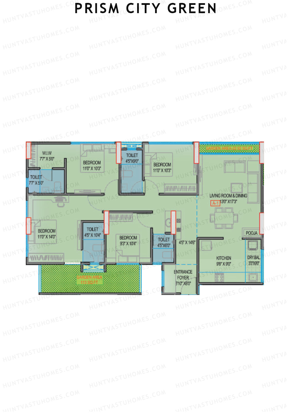 Prism City Green Wing A Unit 1 Floor Plan