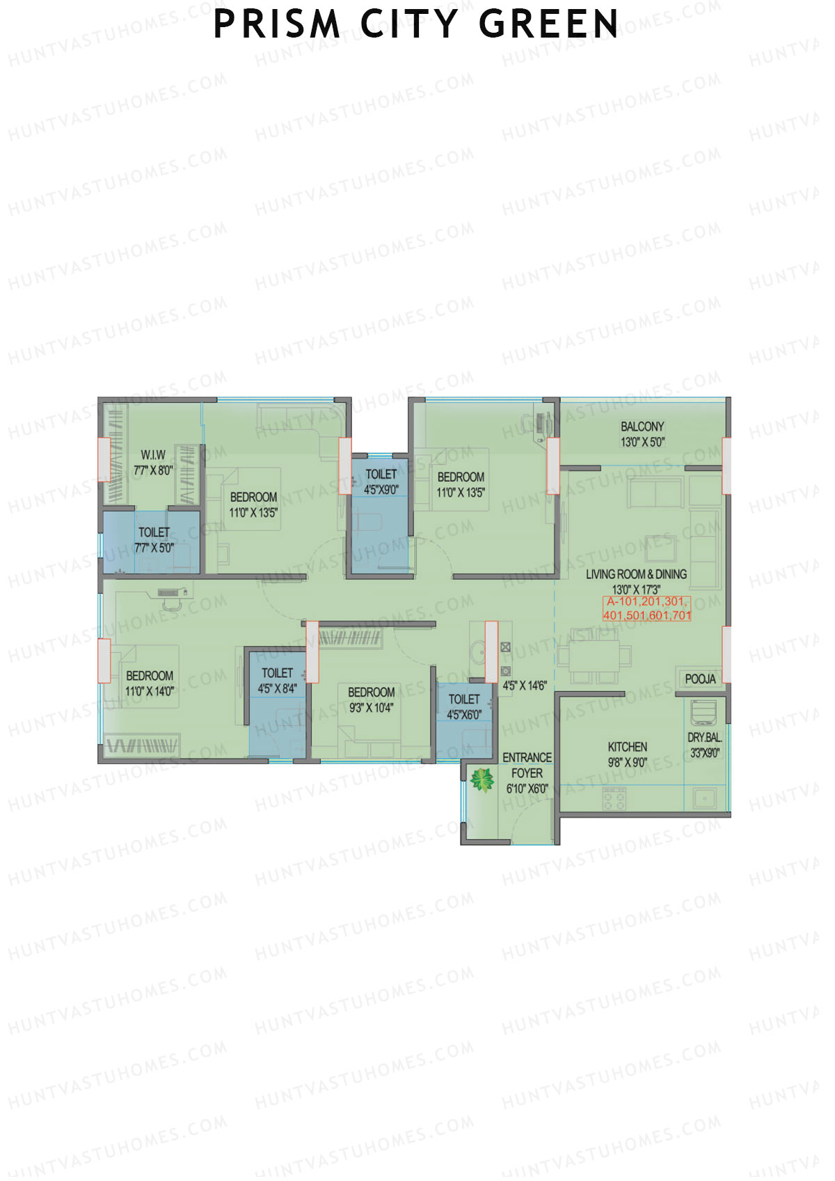 Prism City Green Wing A Unit 1 Floor Plan