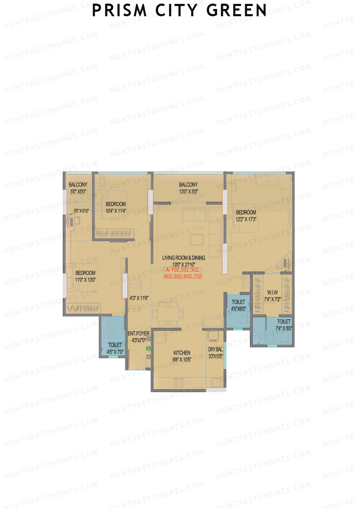 Prism City Green Wing A Unit 2 Floor Plan
