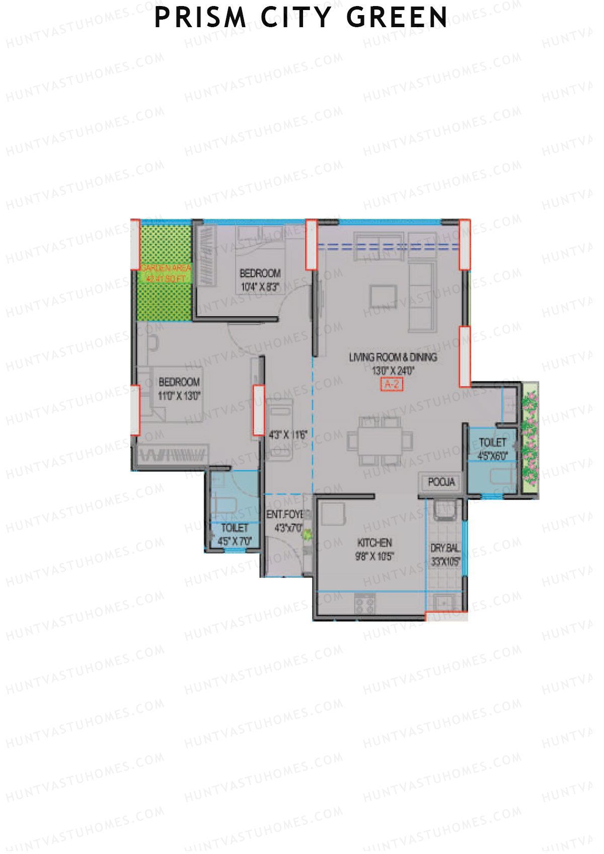 Prism City Green Wing A Unit 2 Floor Plan