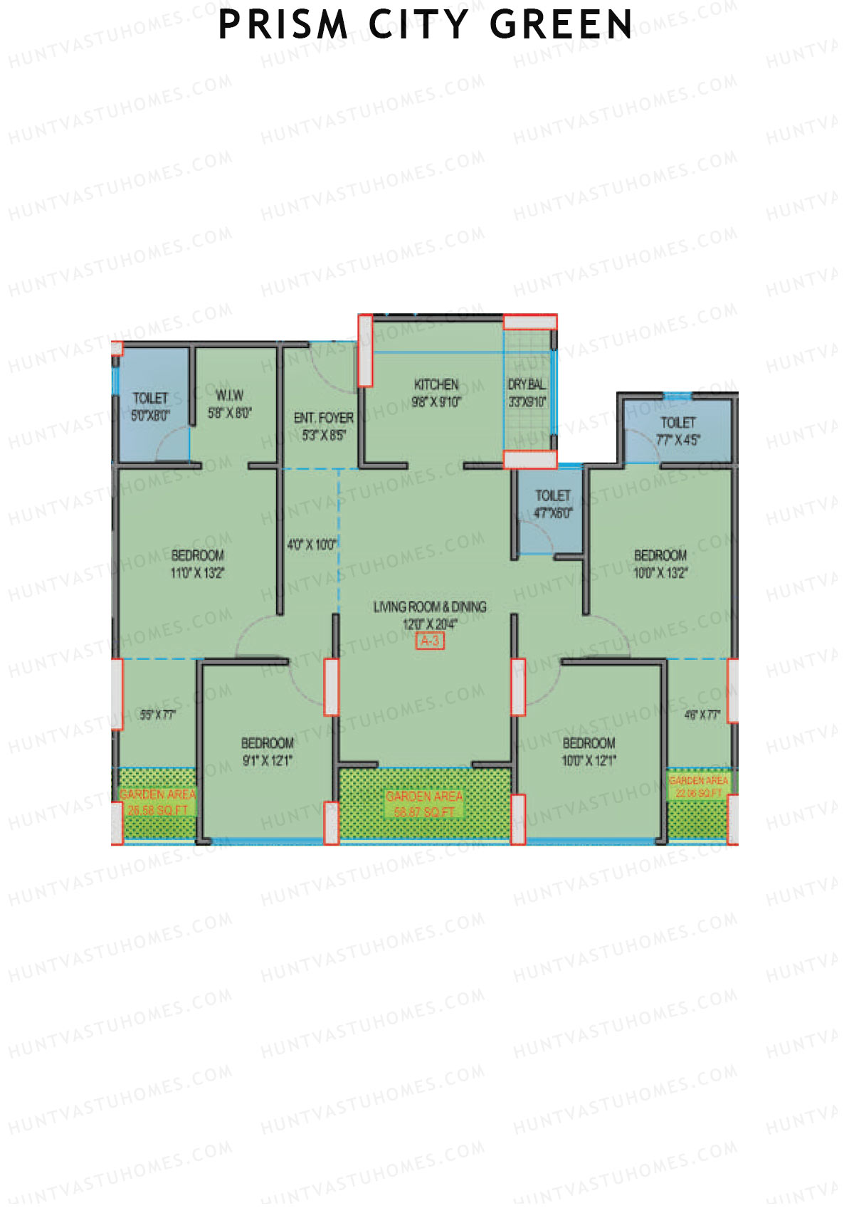 Prism City Green Wing A Unit 3 Floor Plan