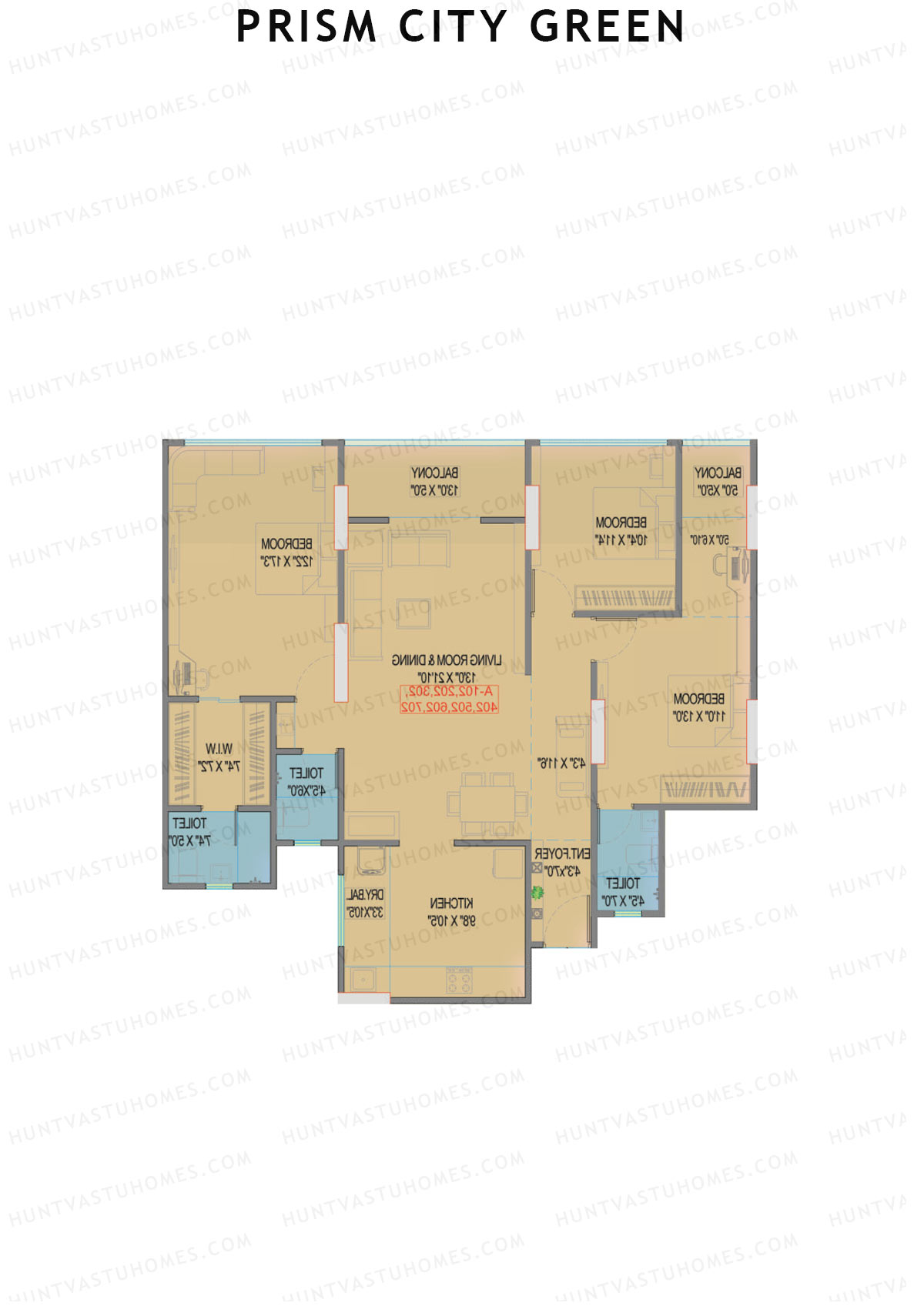 Prism City Green Wing B Unit 1 Floor Plan