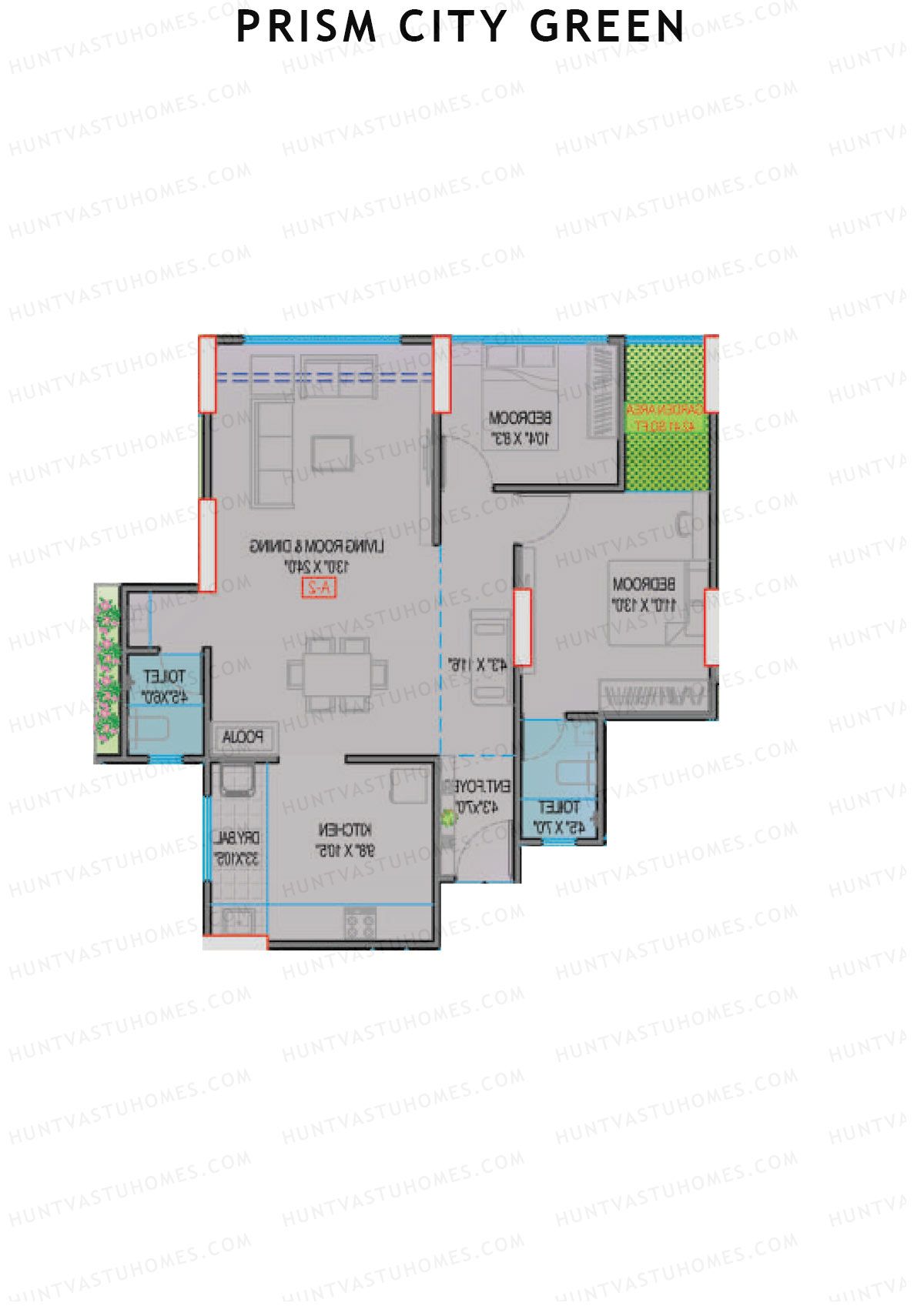 Prism City Green Wing B Unit 1 Floor Plan