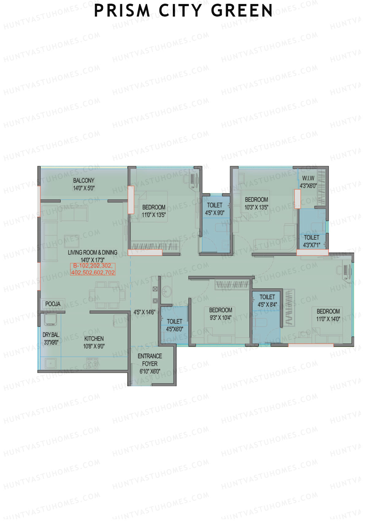 Prism City Green Wing B Unit 2 Floor Plan