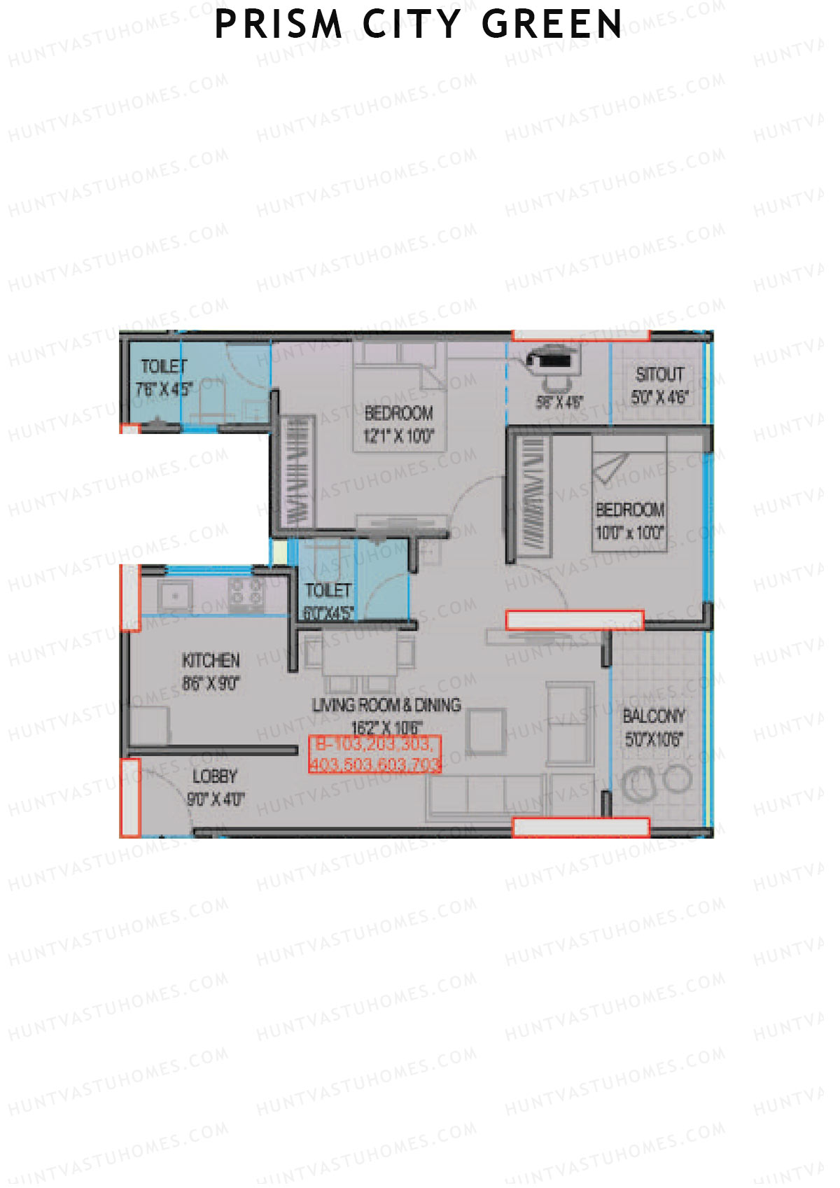 Prism City Green Wing B Unit 3 Floor Plan