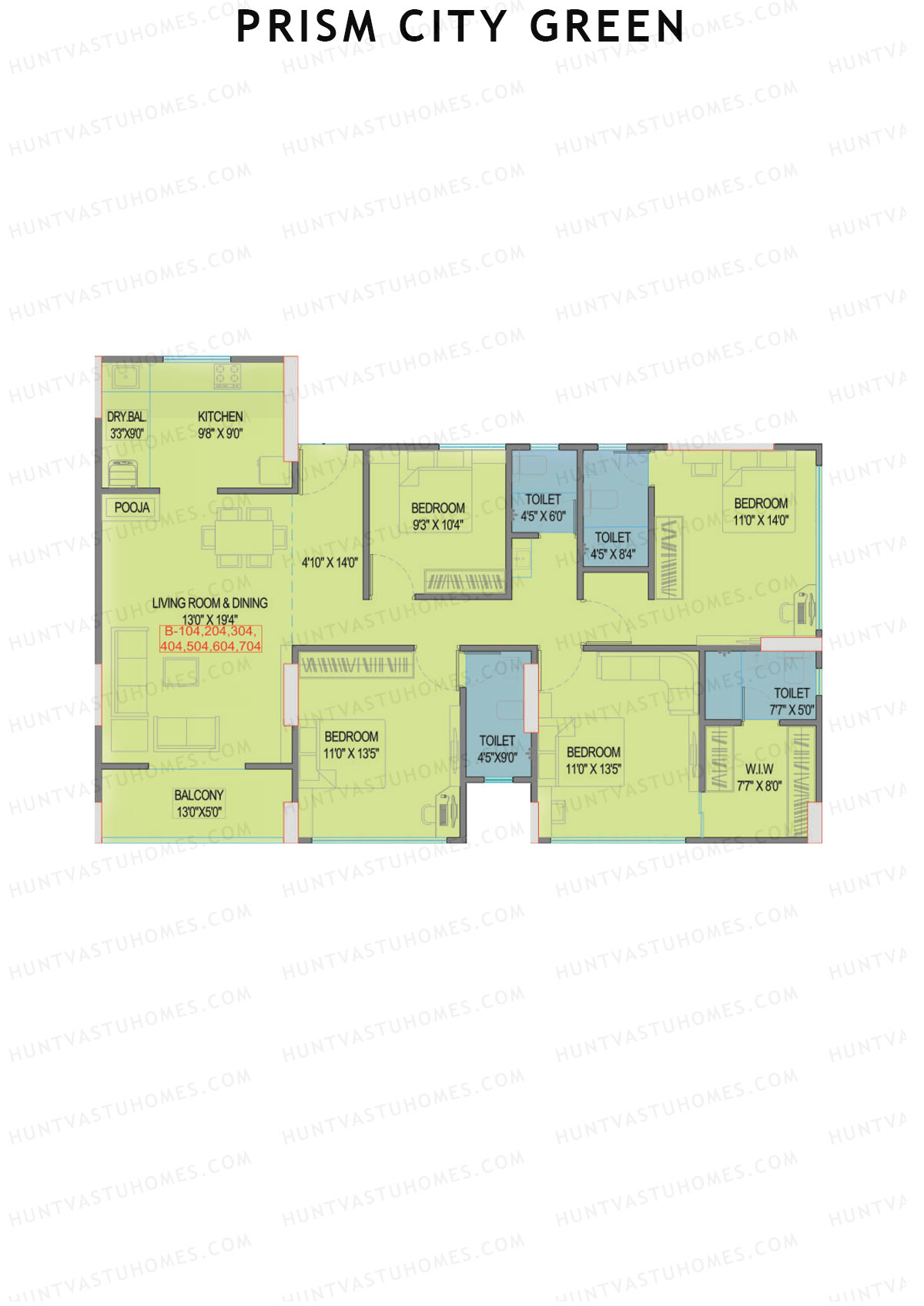 Prism City Green Wing B Unit 4 Floor Plan