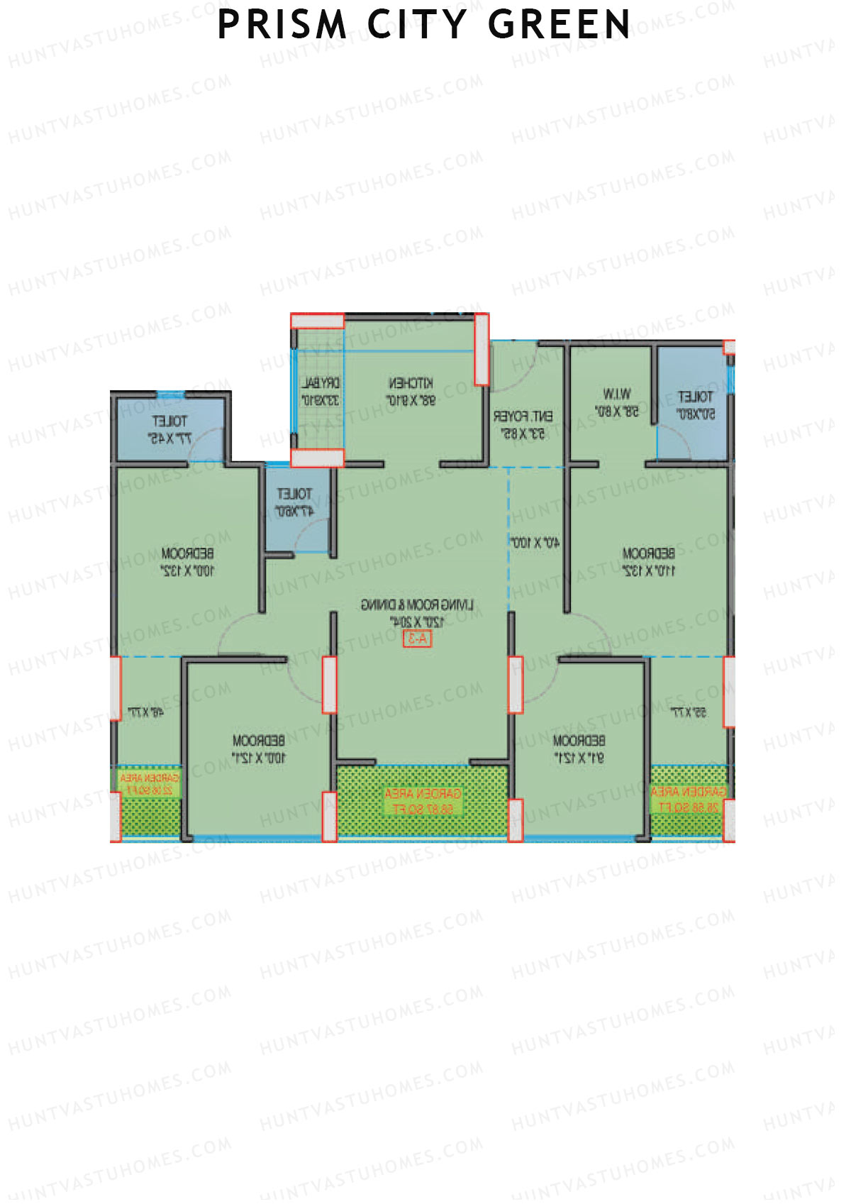 Prism City Green Wing B Unit 5 Floor Plan