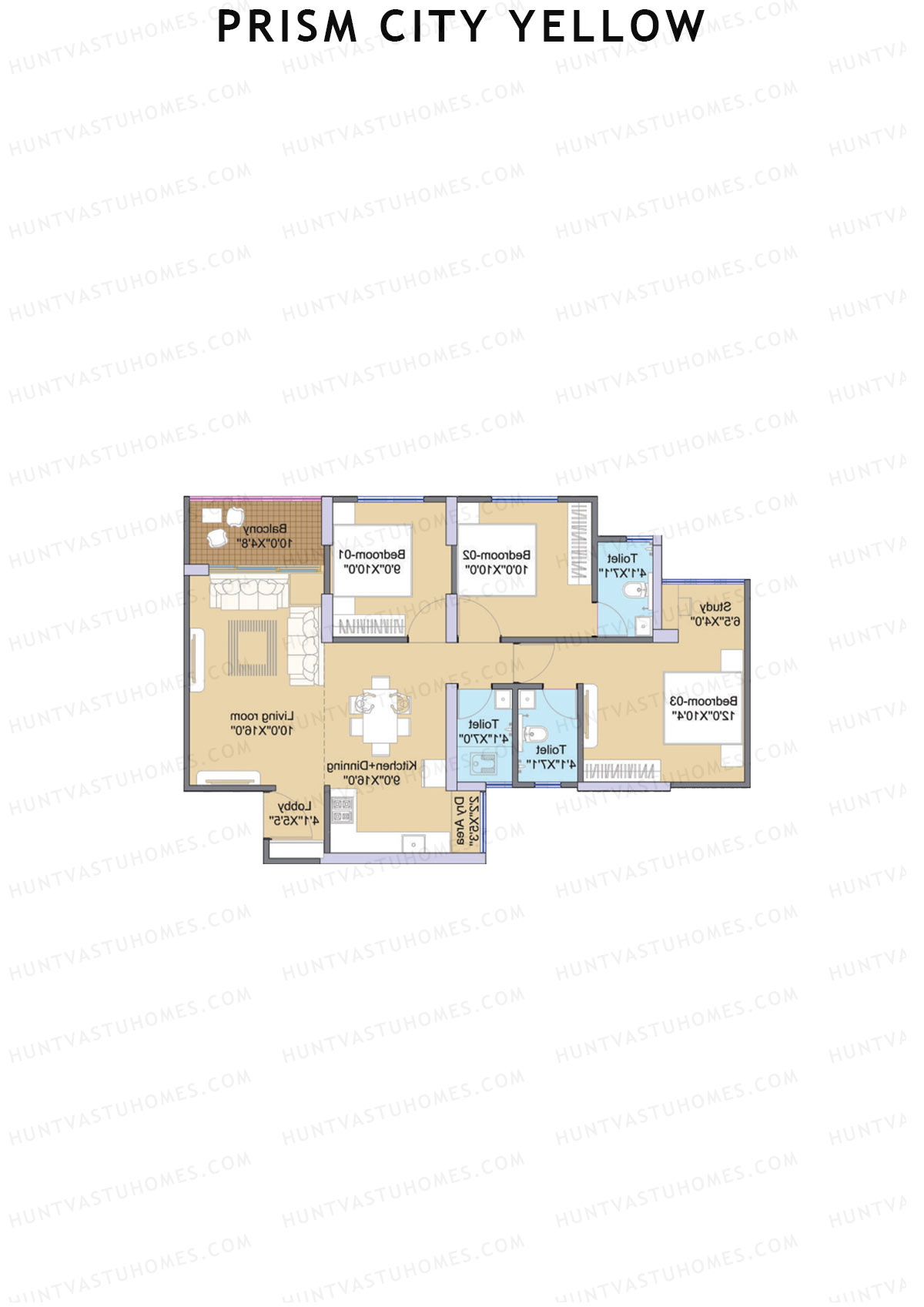 Prism City Yellow Tower A Unit 2 Floor Plan