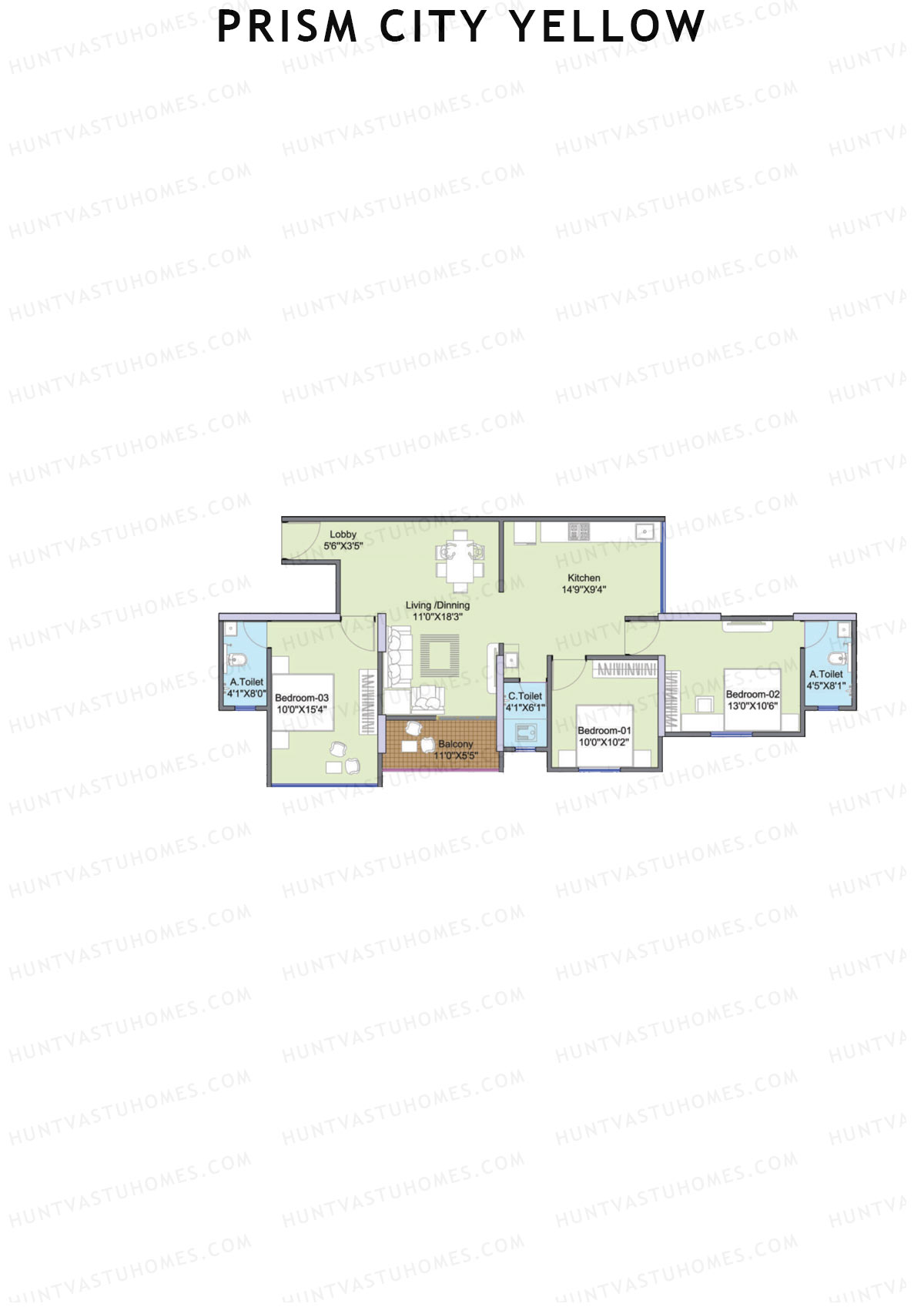 Prism City Yellow Tower A Unit 6 Floor Plan