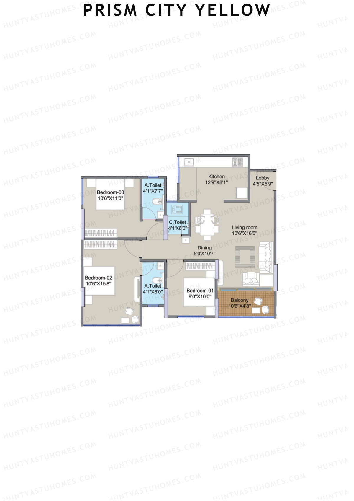 Prism City Yellow Tower A Unit 7 Floor Plan