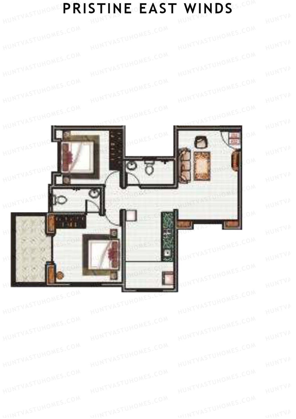 Pristine East Winds Wing B Unit 2 Floor Plan